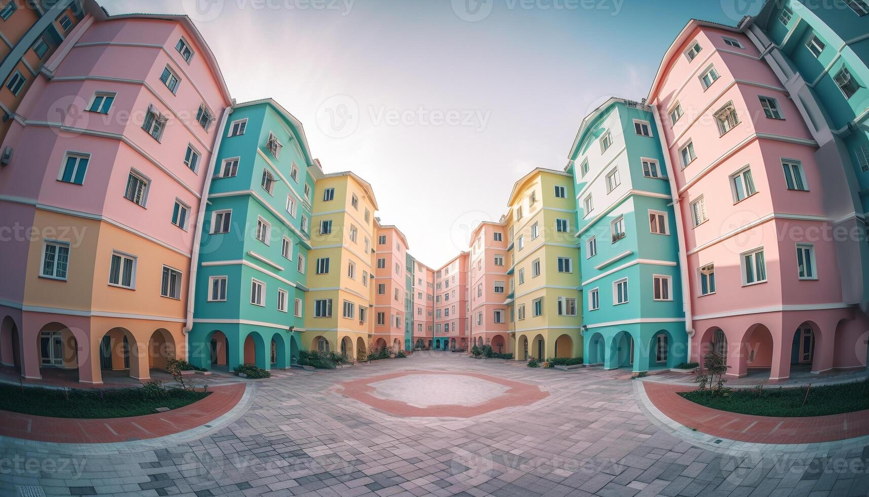 Old town square vibrant colors showcase city rich cultural history generated by AI photo