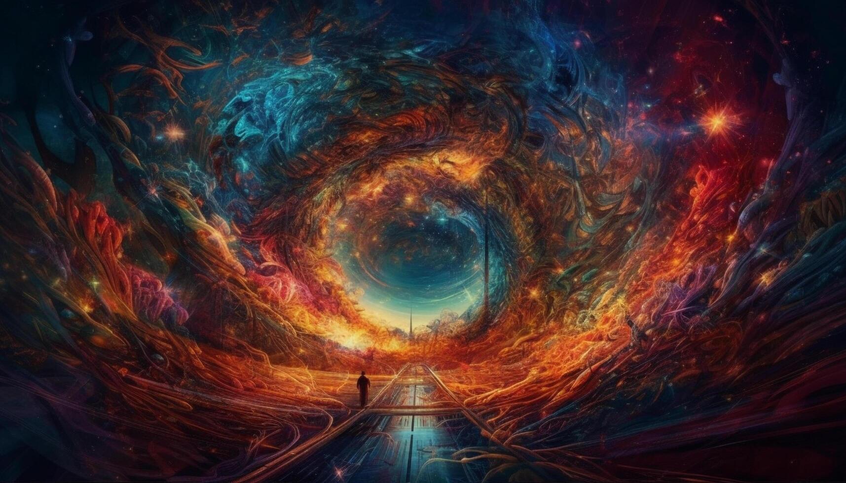 Futuristic abstract space galaxy, a nebula of science backgrounds fantasy generated by AI photo