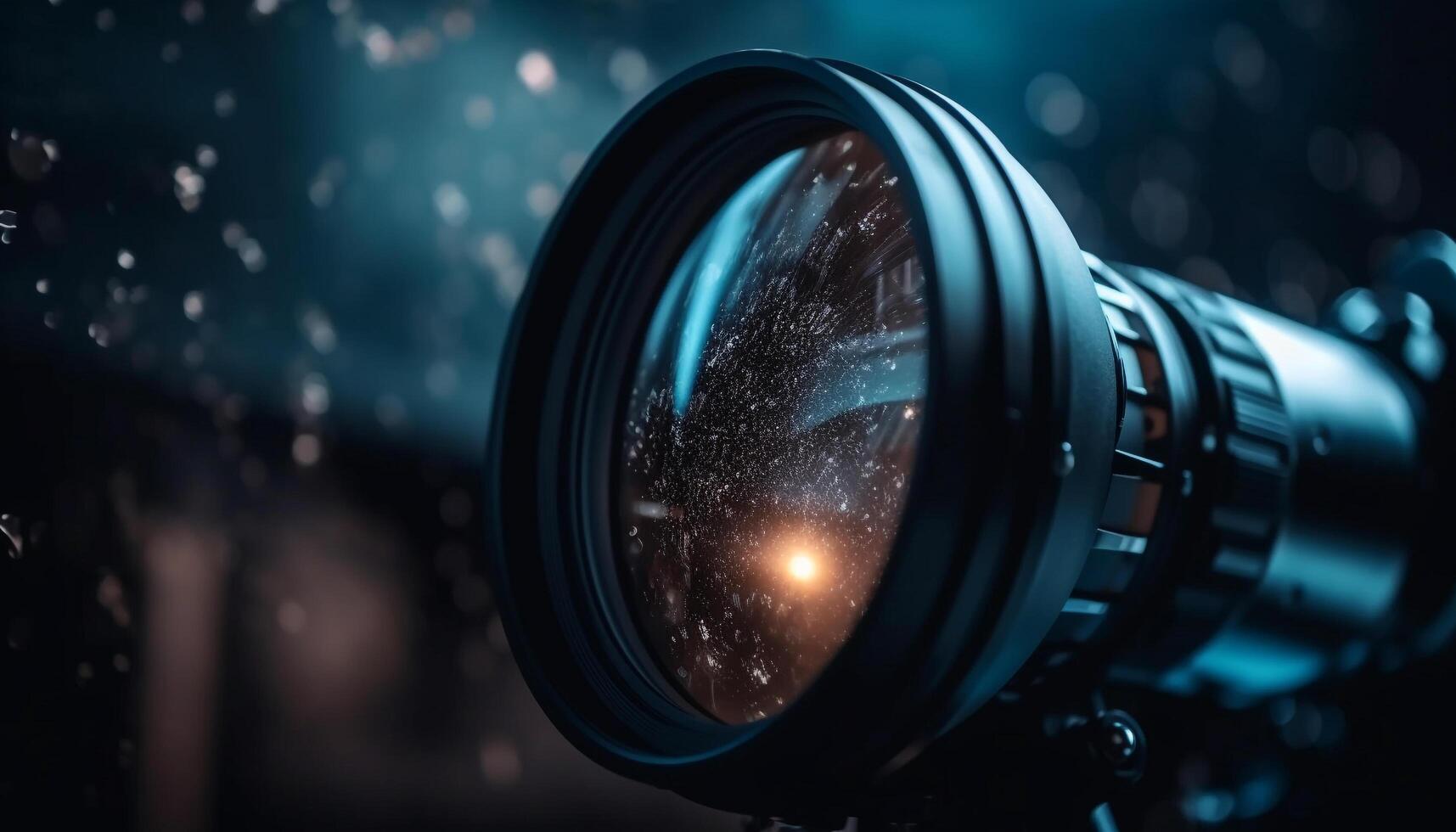 fotógrafo capturas maravilloso cerca arriba de iluminado galaxia utilizando tecnología generado por ai foto