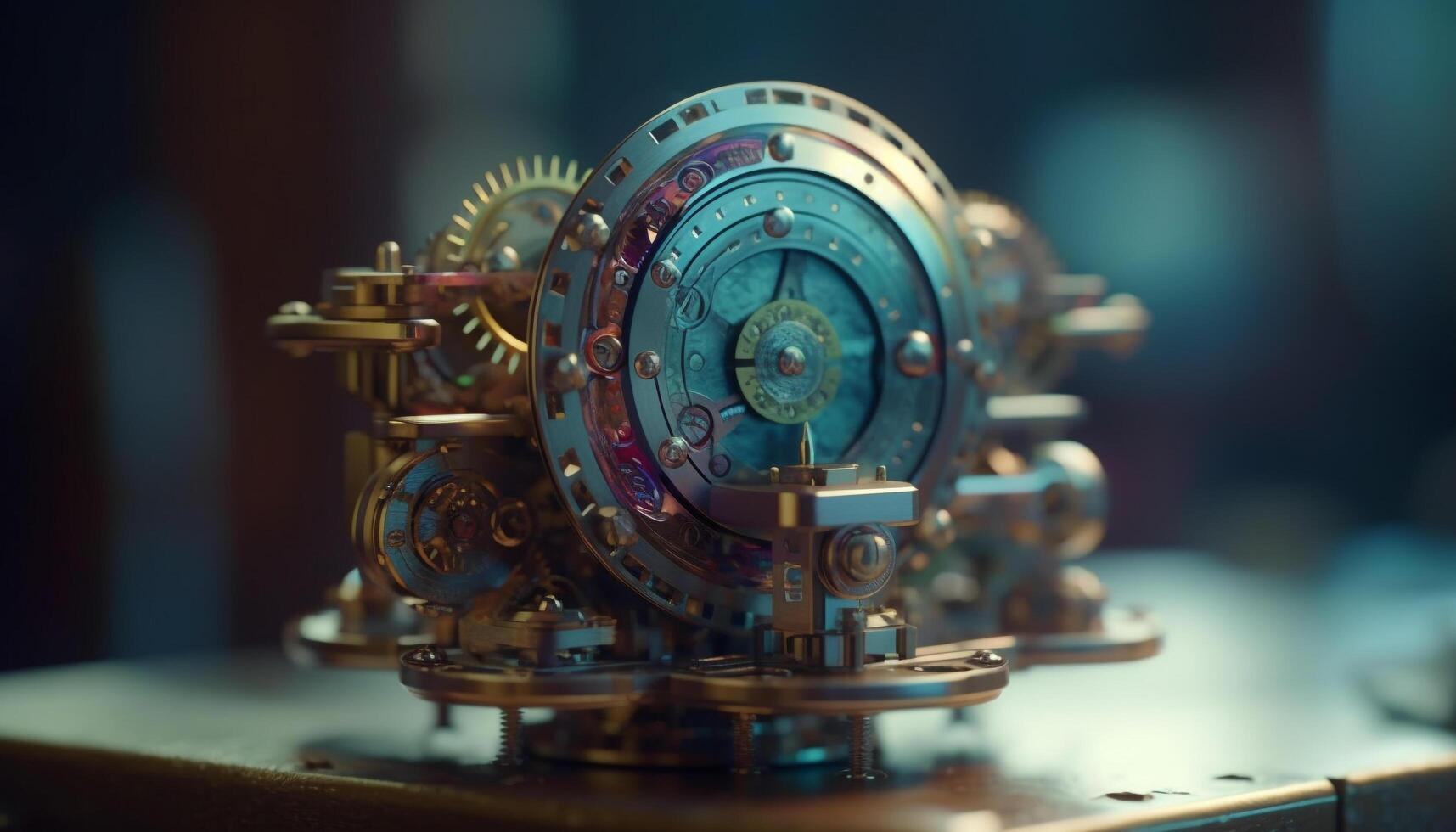 Metallic machinery turning with precision in an automated workshop generated by AI photo