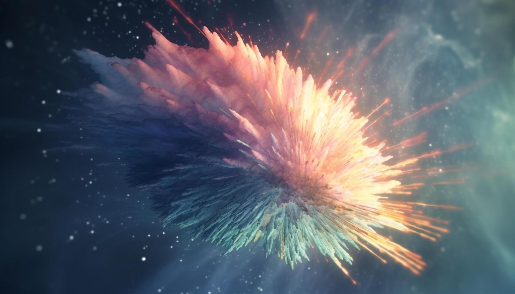 Exploding galaxy backdrop illuminates the dark night with star shapes generated by AI photo