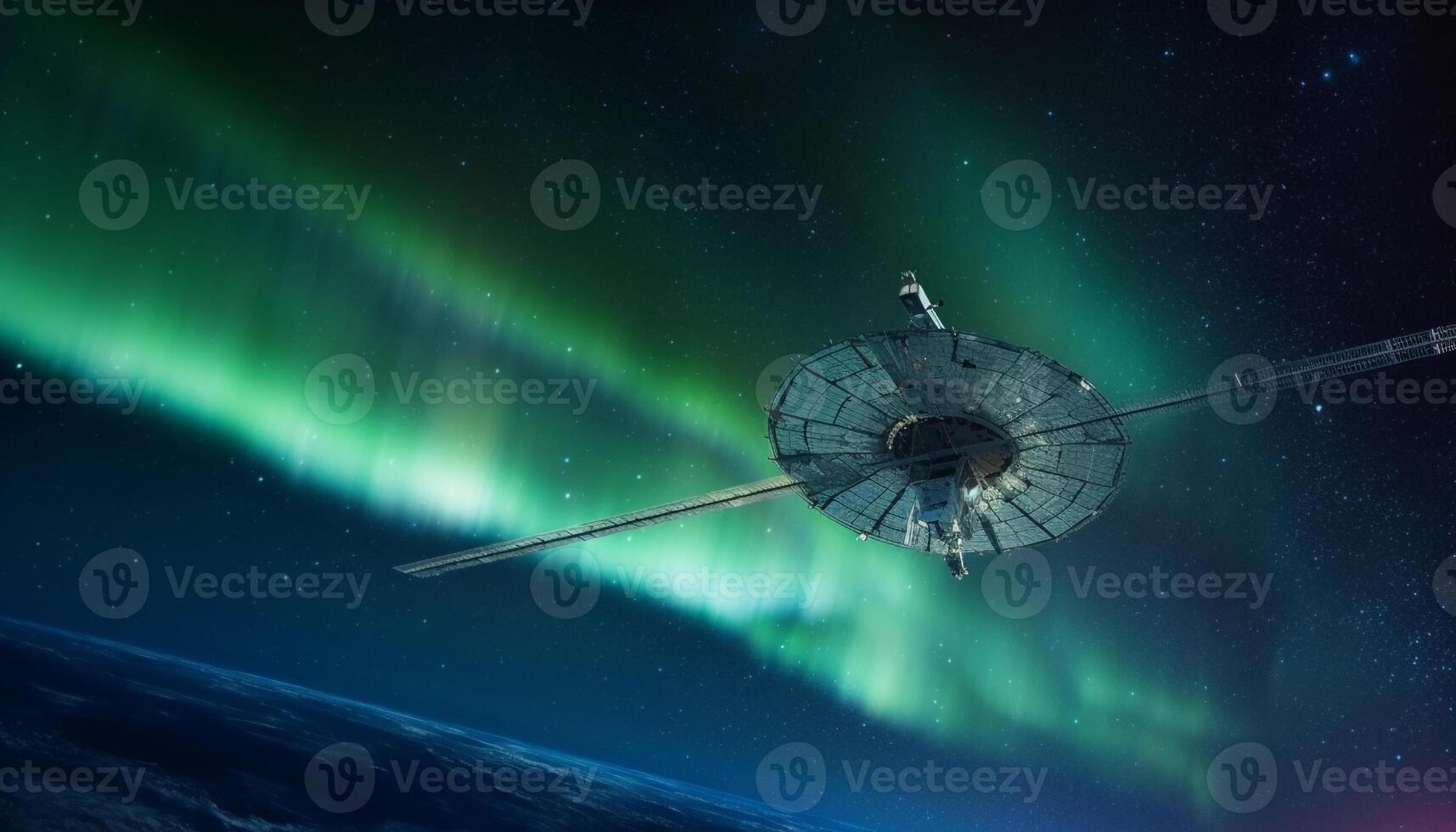 Exploring the galaxy with advanced technology and starry equipment generated by AI photo