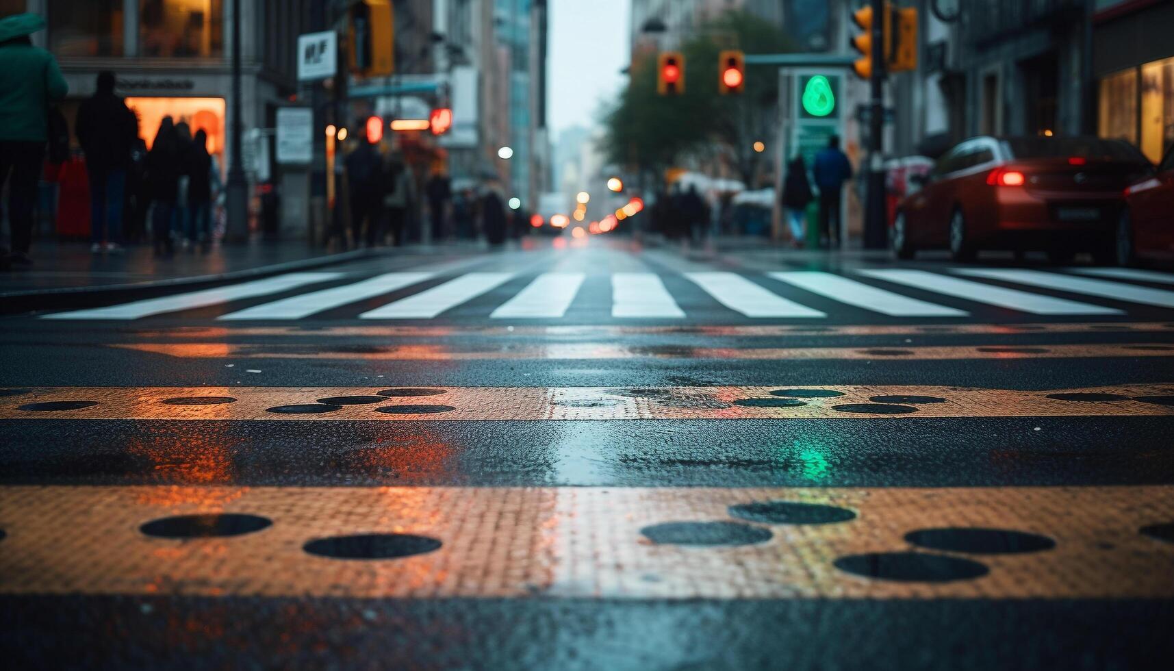 prisa hora tráfico difumina mediante ciudad calles debajo calle luces generado por ai foto