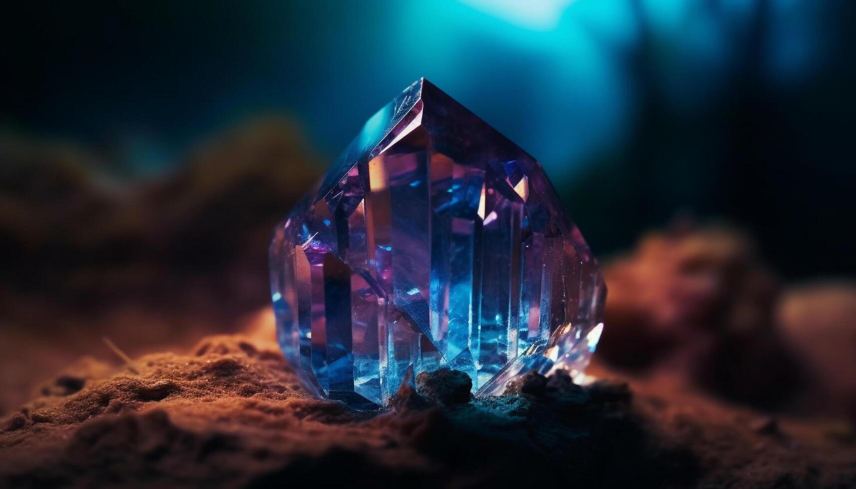 A glowing gemstone collection reflecting vibrant colors in the
