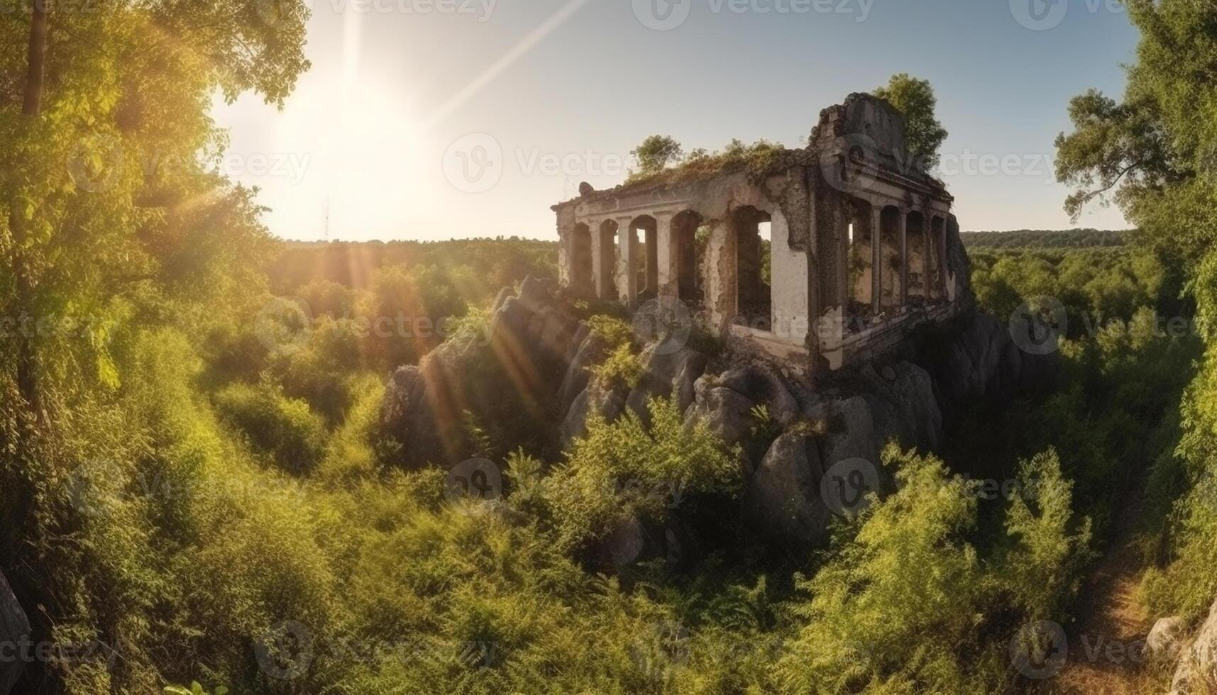 The ancient ruins of a famous monument, a spiritual adventure generated by AI photo