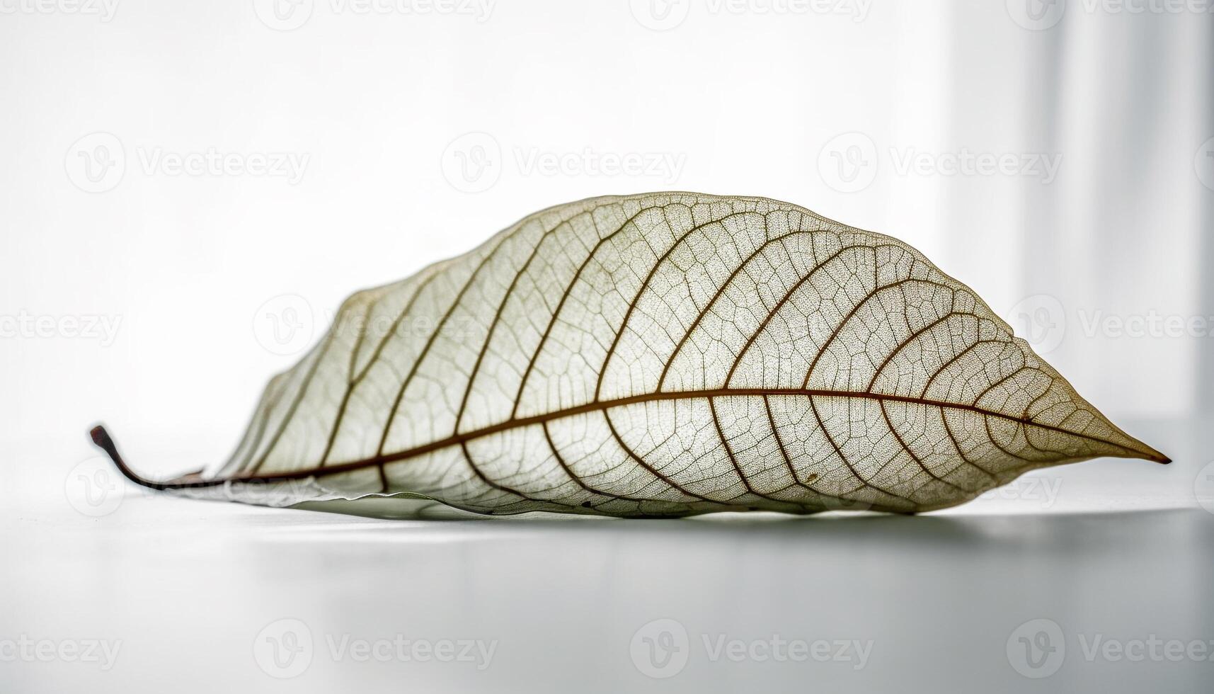 Symmetrical leaf veins create organic pattern on white background generated by AI photo