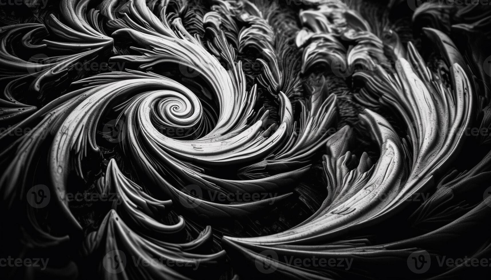 Digitally generated abstract swirl pattern creates futuristic monochrome wallpaper design generated by AI photo