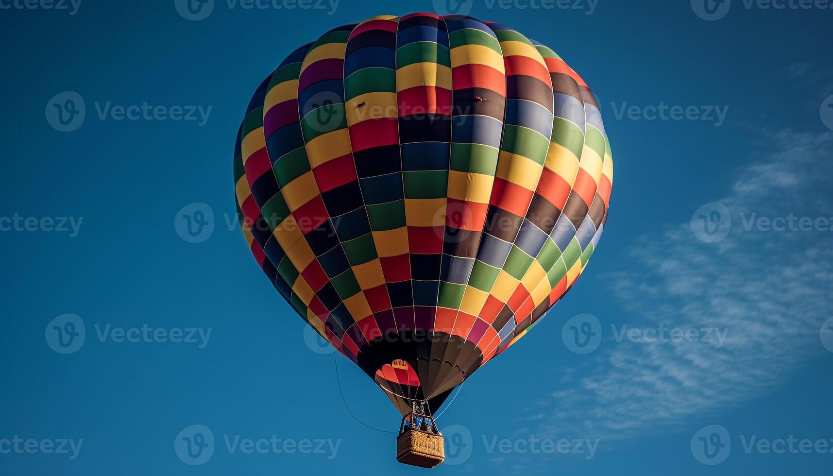 Gliding high up in a multi colored hot air balloon adventure generated by AI photo