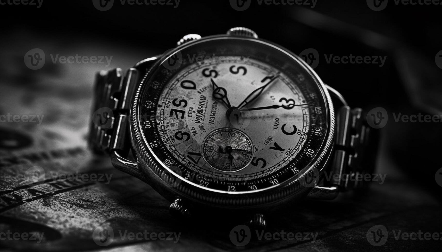 Timeless elegance a luxury wristwatch with chrome and leather strap generated by AI photo