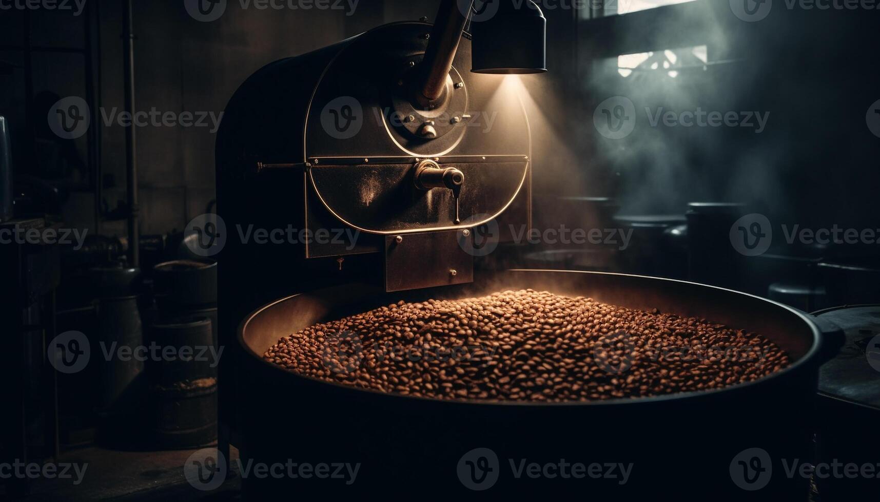 Barista prepares gourmet cappuccino using fresh coffee beans and machinery generated by AI photo