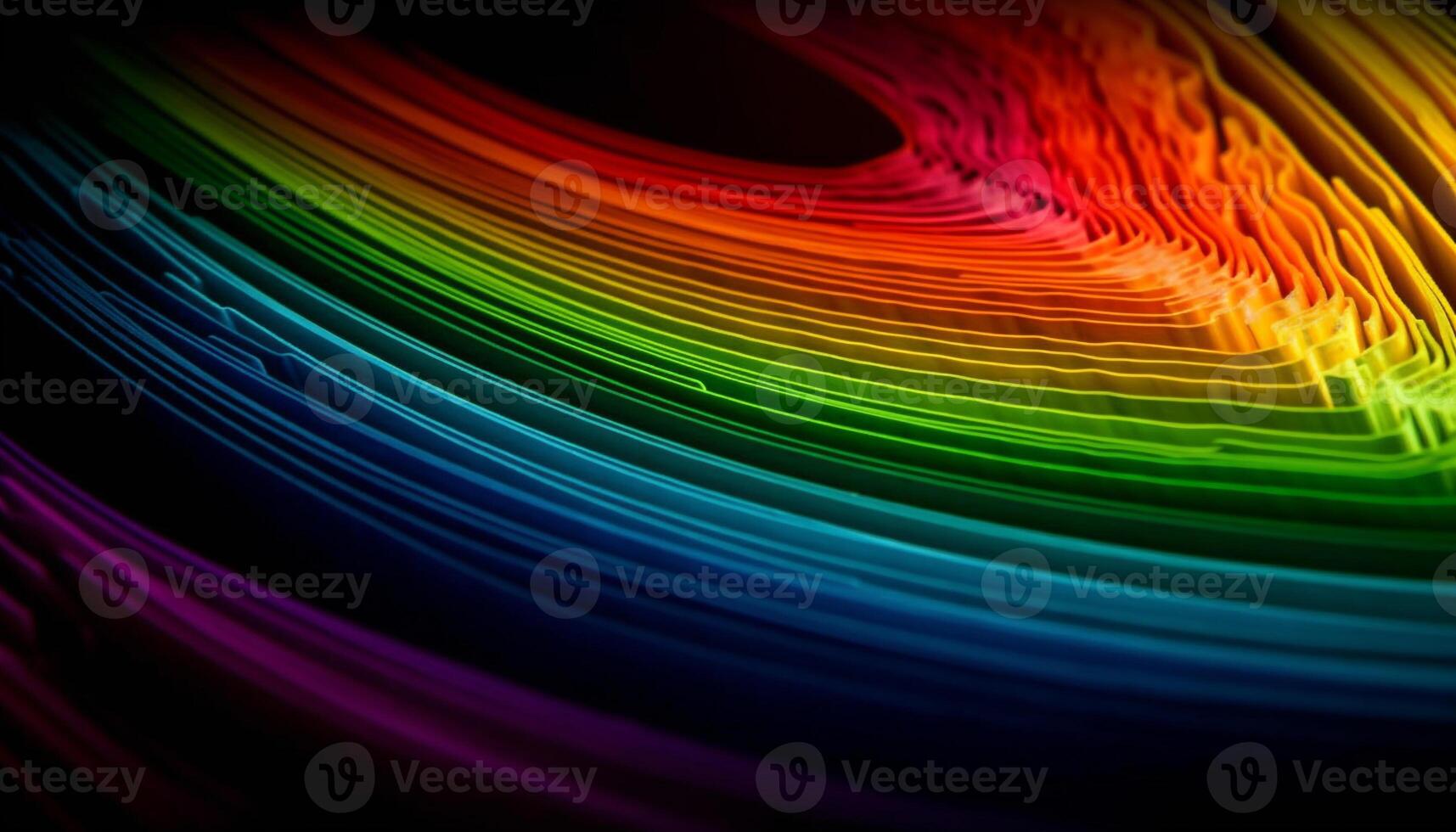 A vibrant collection of abstract patterns in rainbow colors generated by AI photo