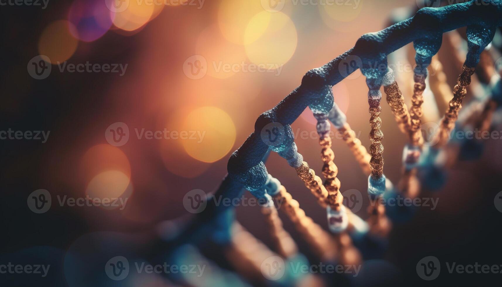 The abstract molecular structure glows blue in this biochemistry illustration generated by AI photo