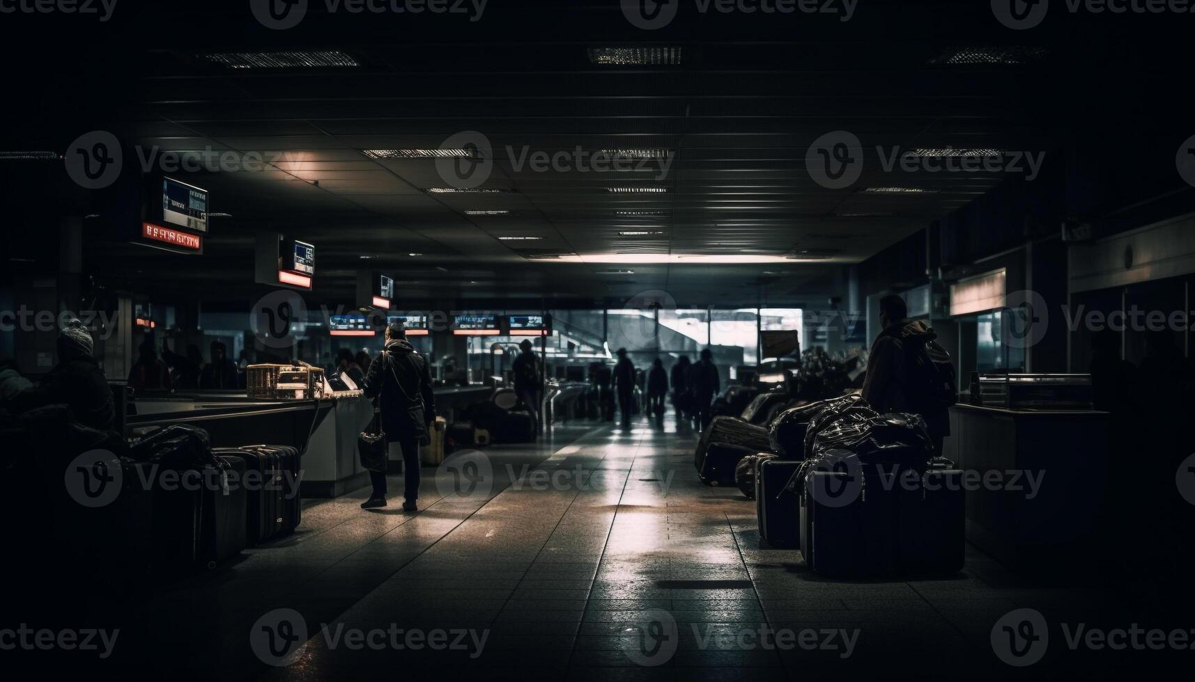 A crowded subway station at night, commuters rushing home generated by AI photo