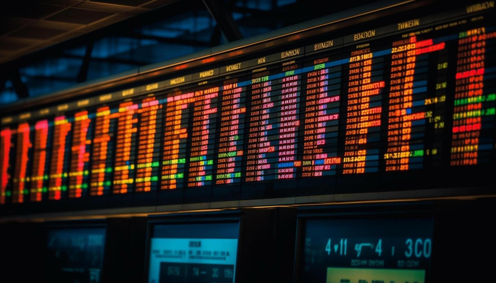 Delayed departure, check the illuminated board for updated travel information generated by AI photo