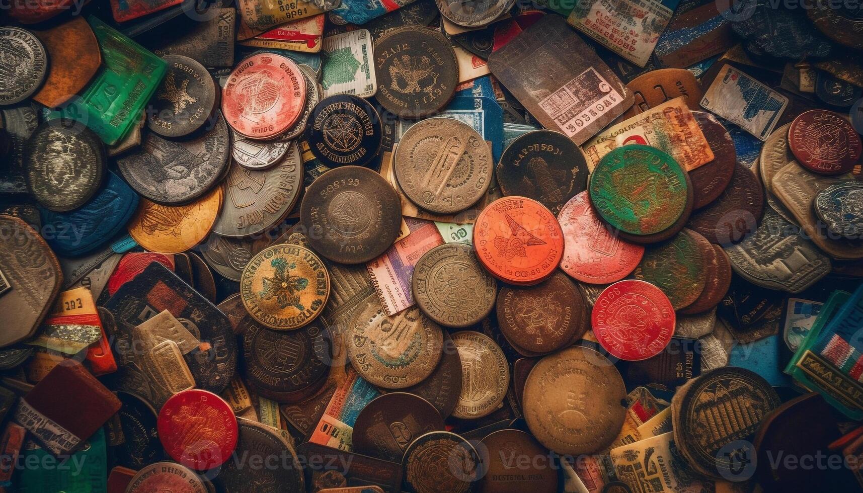 Turkish leather store sells antique metalwork at flea market generated by AI photo