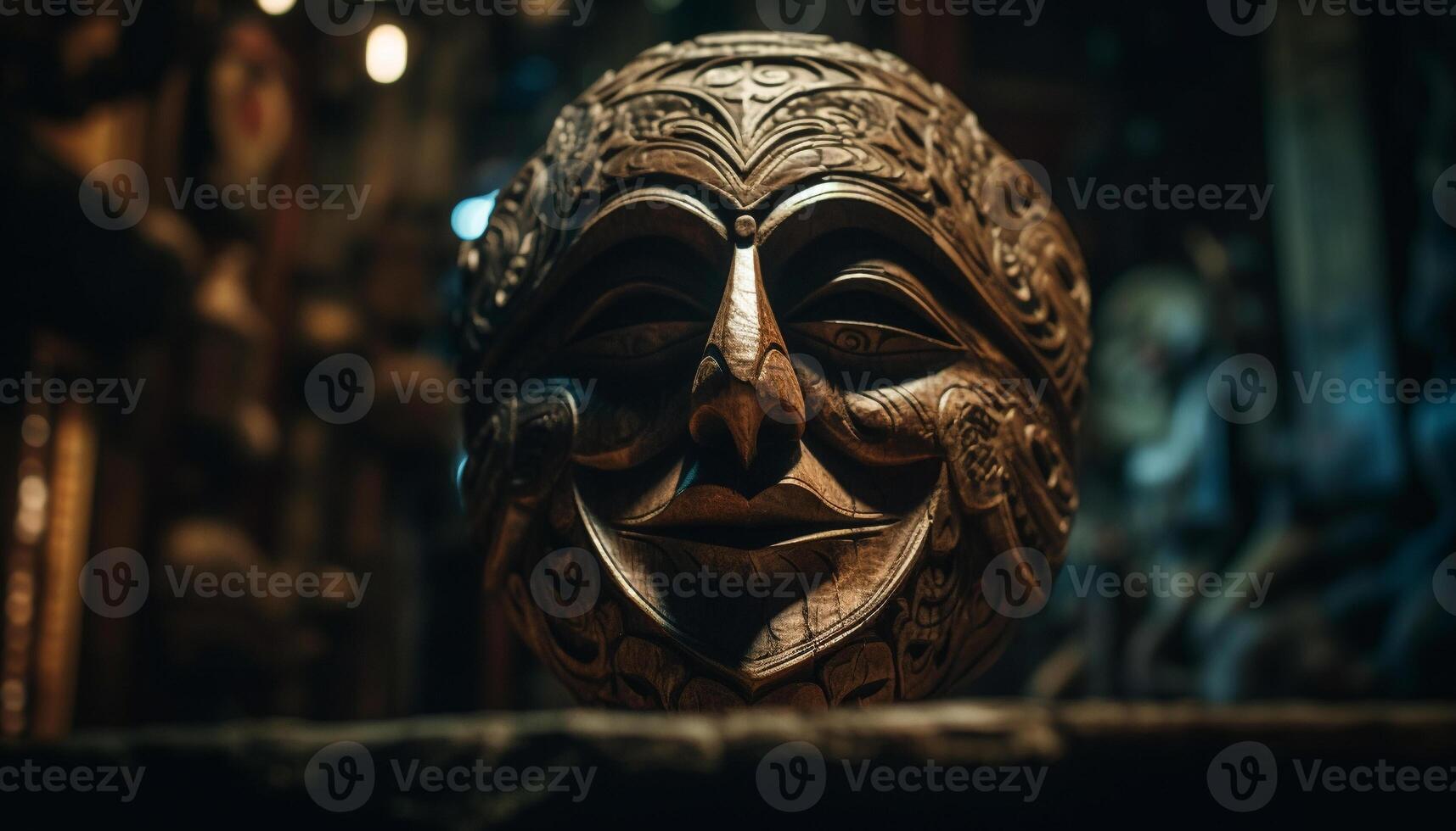 el antiguo escultura de un sonriente Buda, un espiritual recuerdo generado por ai foto