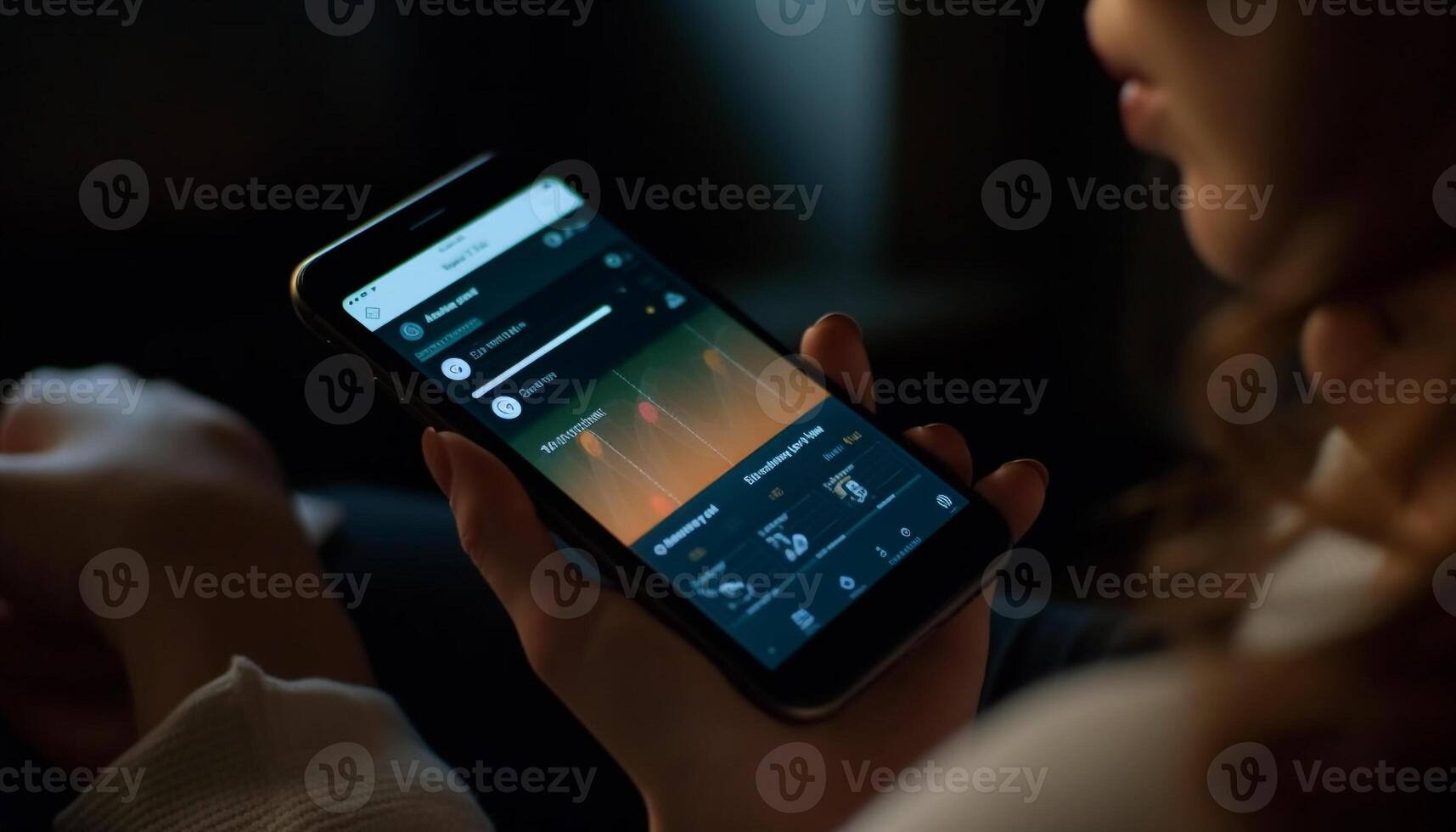 Young adult using touch screen mobile phone for online banking generated by AI photo
