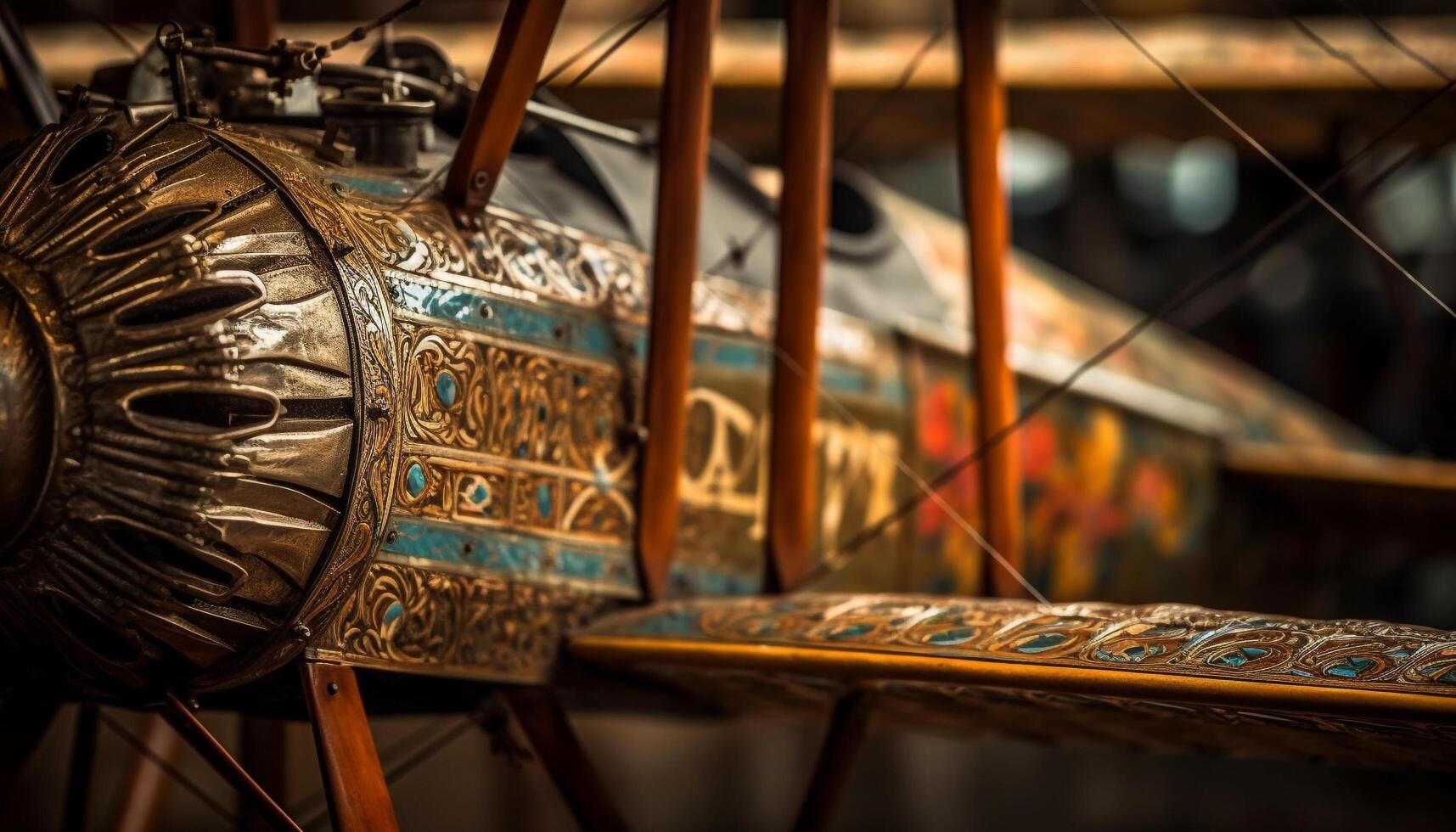 Antique brass loom, a creative craft product from ancient cultures generated by AI photo