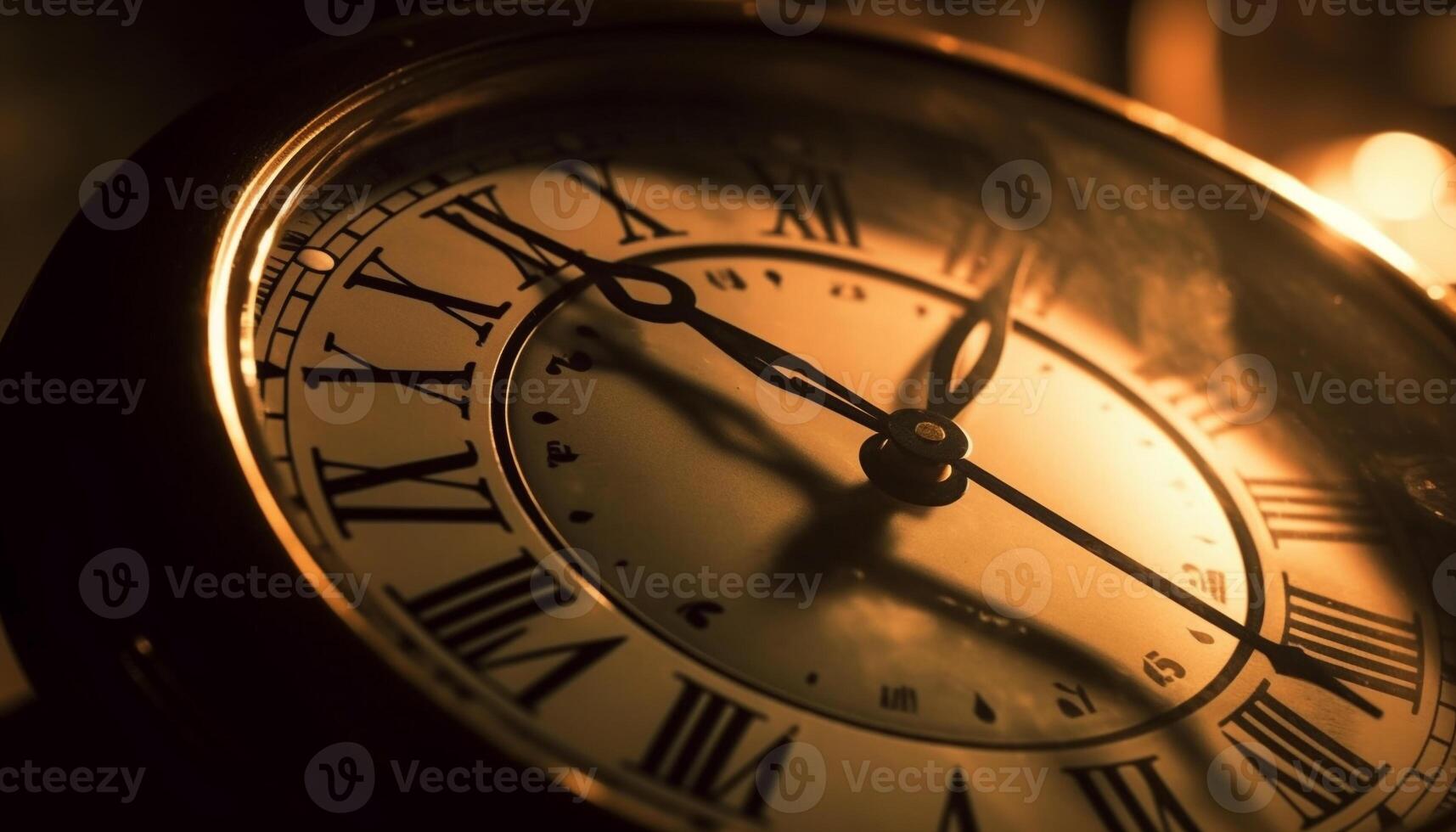 Midnight deadline approaching, old fashioned alarm clock ticks with urgency generated by AI photo