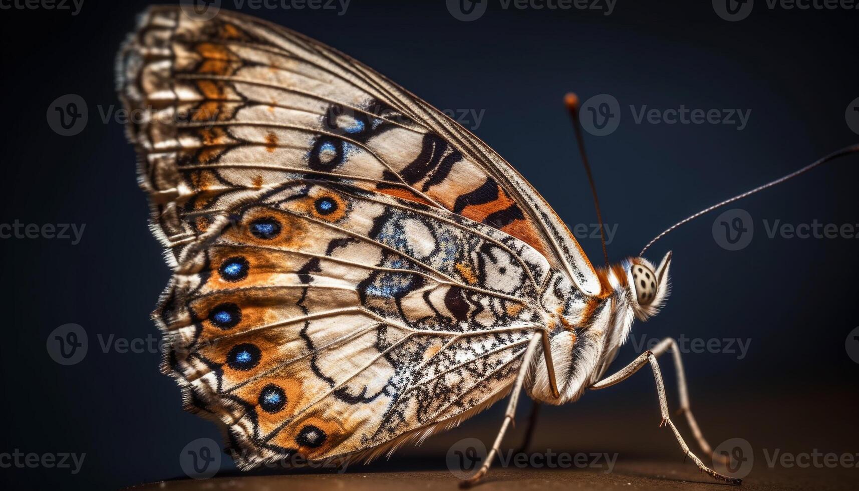 The fragile beauty of a multi colored butterfly in nature macro generated by AI photo