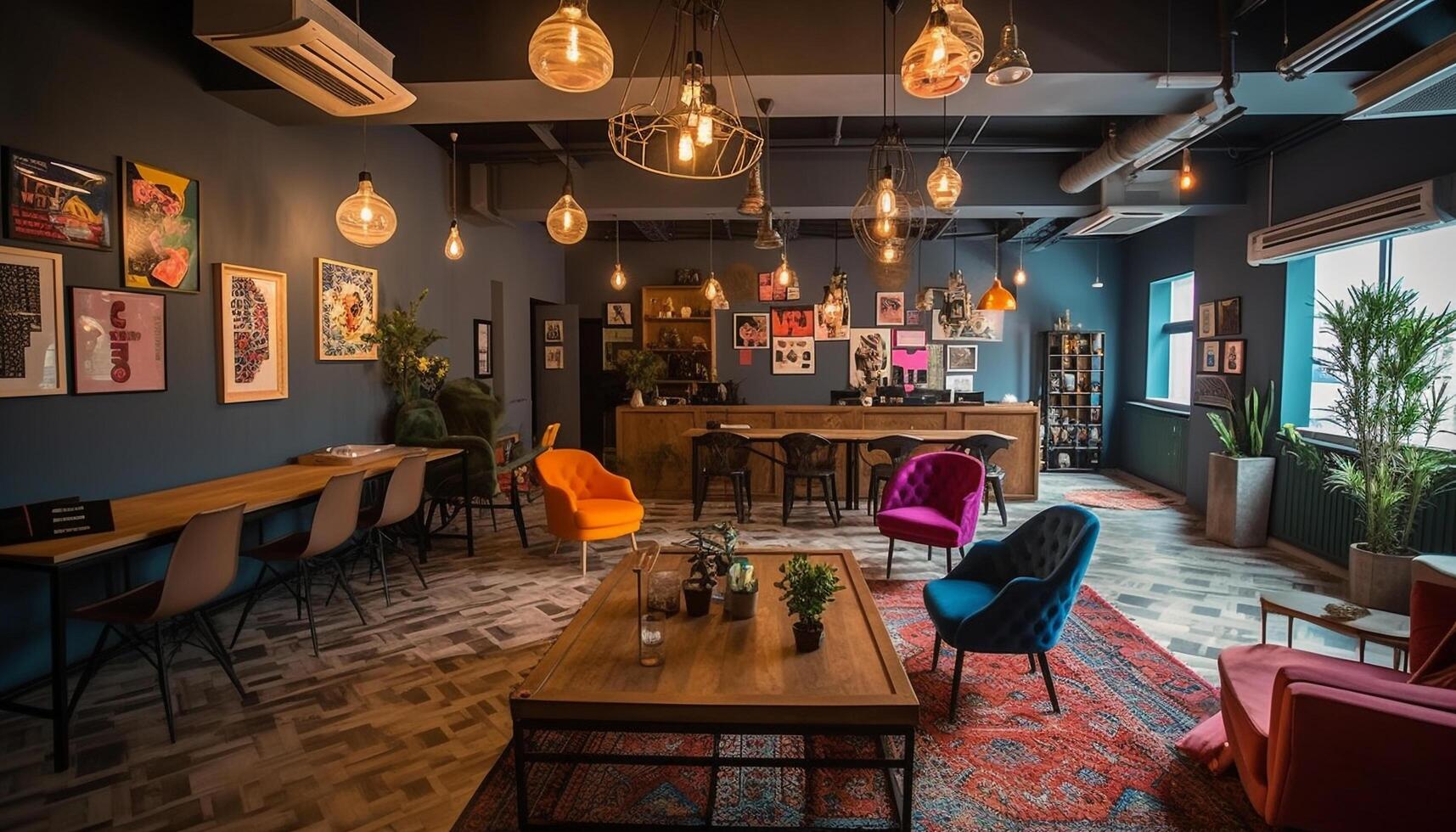 Modern luxury home interior with elegant lighting and old fashioned decor generated by AI photo