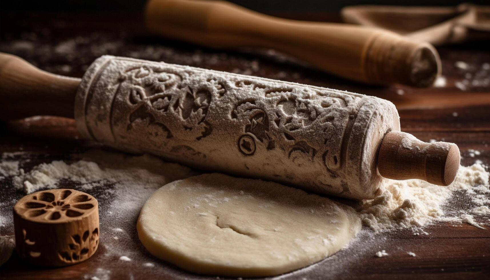 Rustic homemade bread dough kneaded with Italian culture and butter generated by AI photo