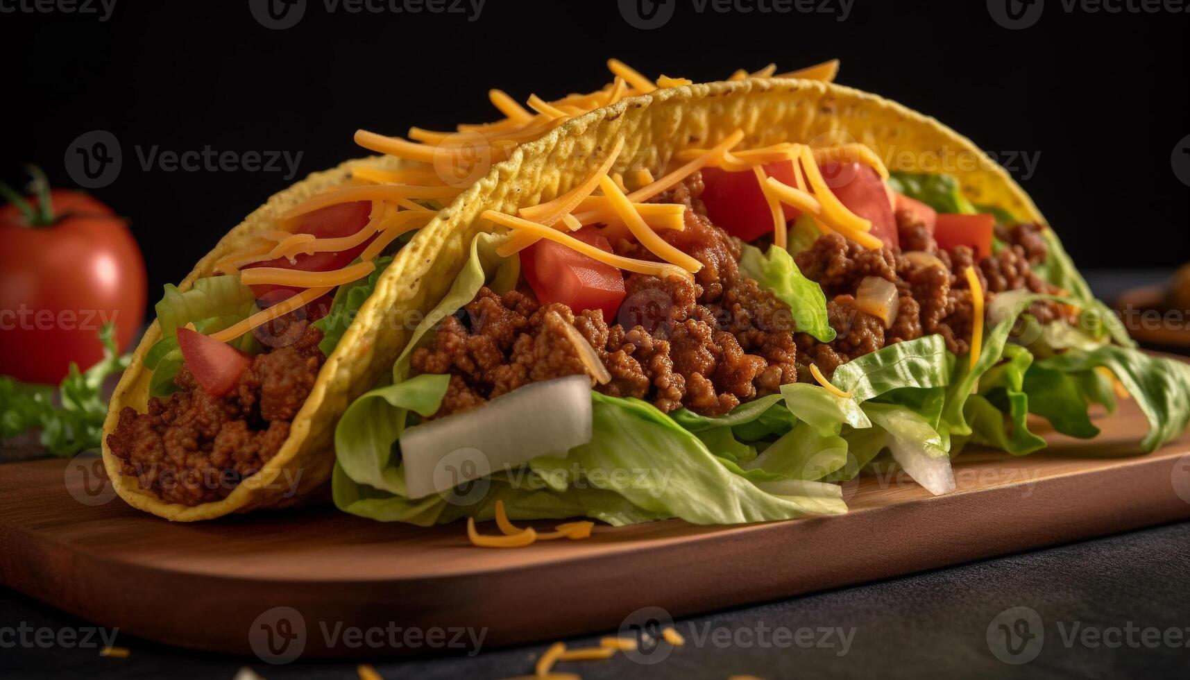 Spice up your lunch with a gourmet beef taco sandwich generated by AI photo