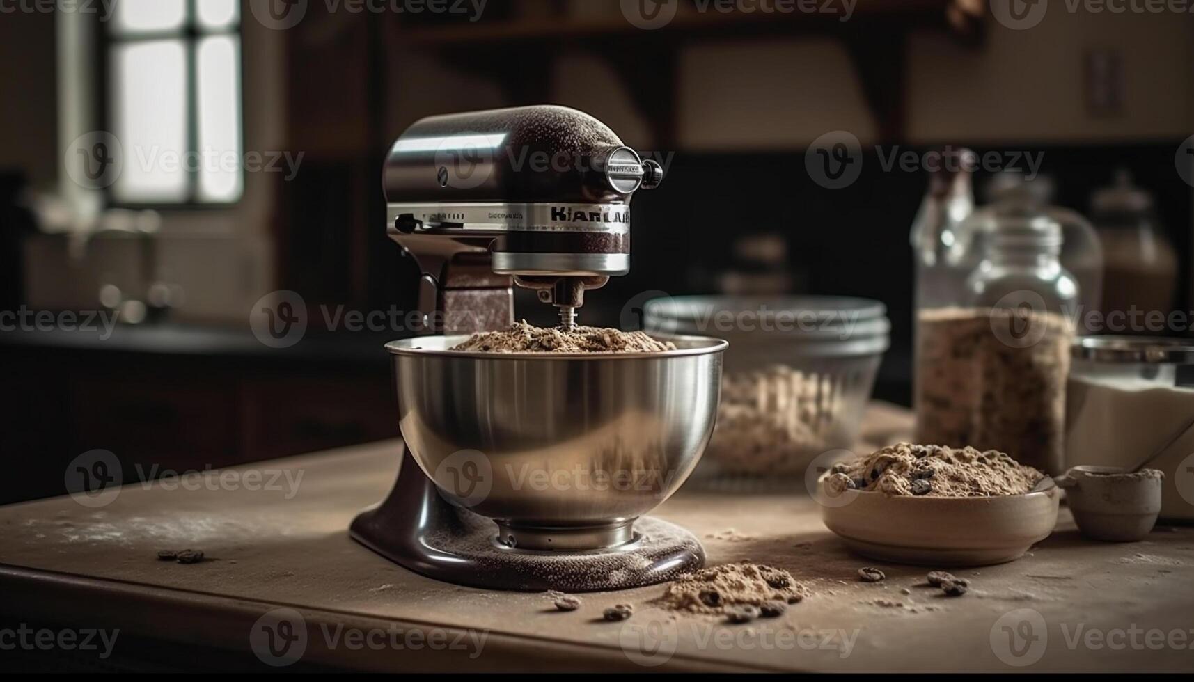 Barista making gourmet cappuccino with milk and chocolate ingredients generated by AI photo