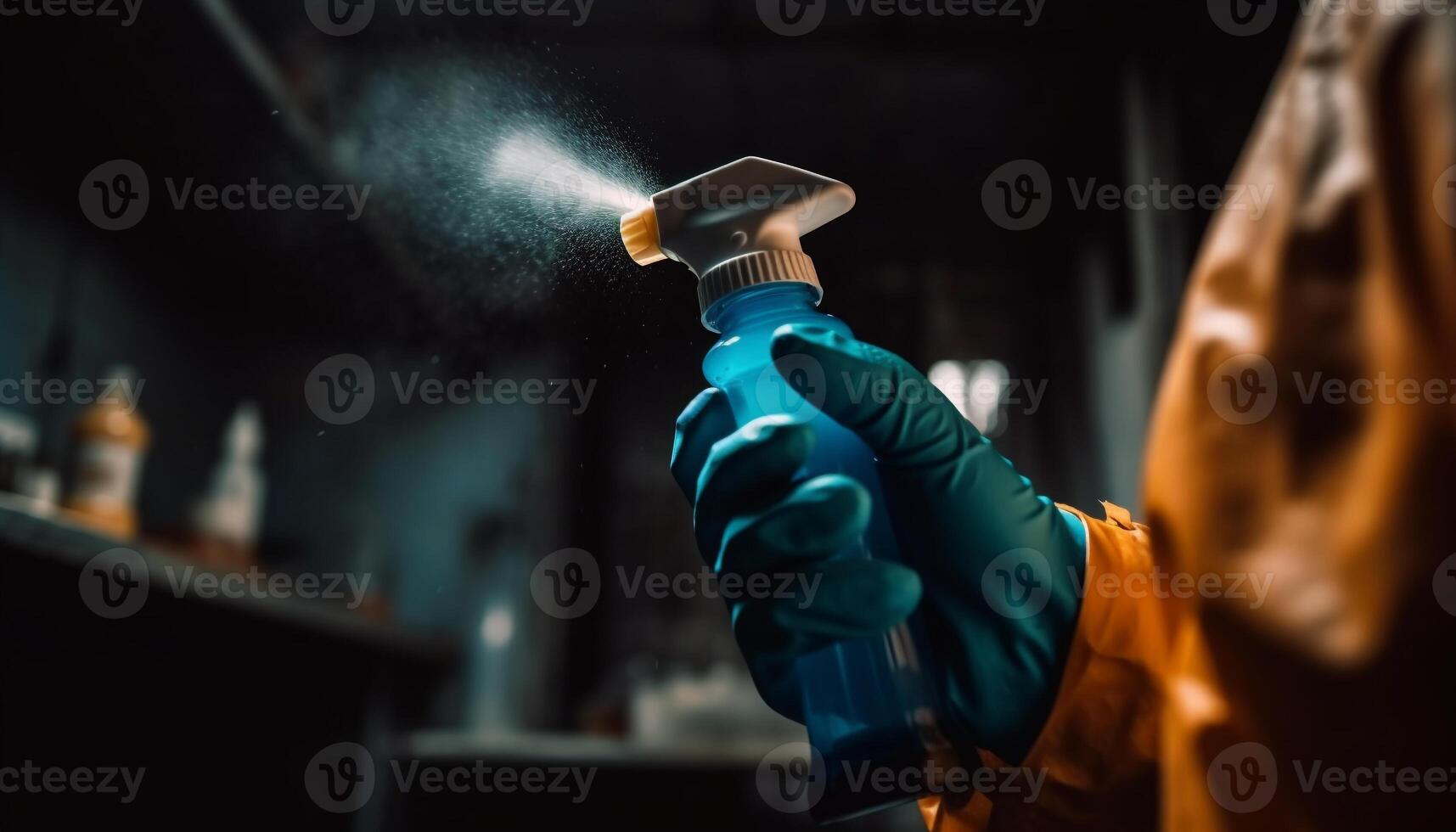 One skilled metal worker holding a wrench in close up generated by AI photo