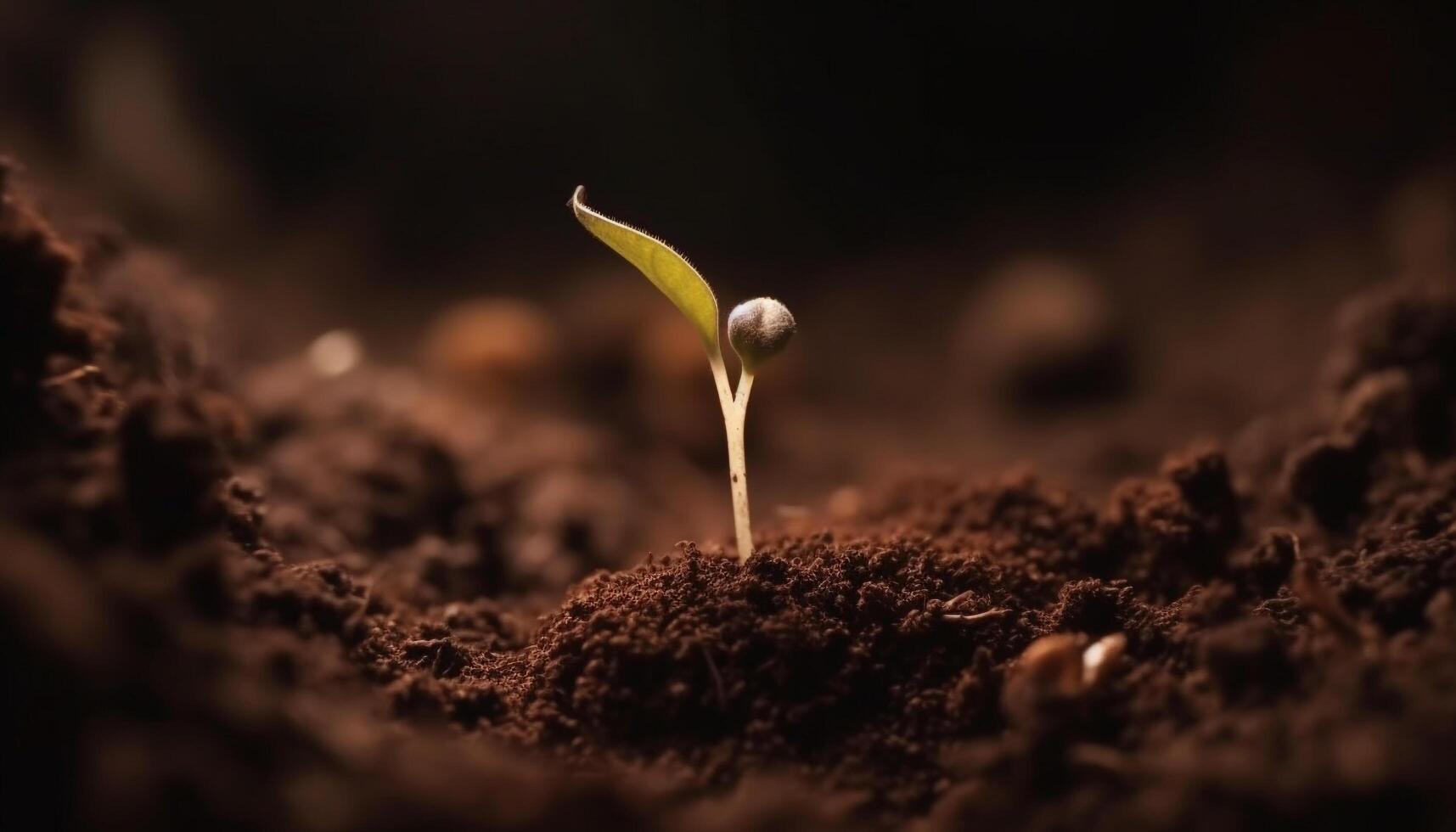 New life sprouts from wet dirt, a symbol of growth generated by AI photo