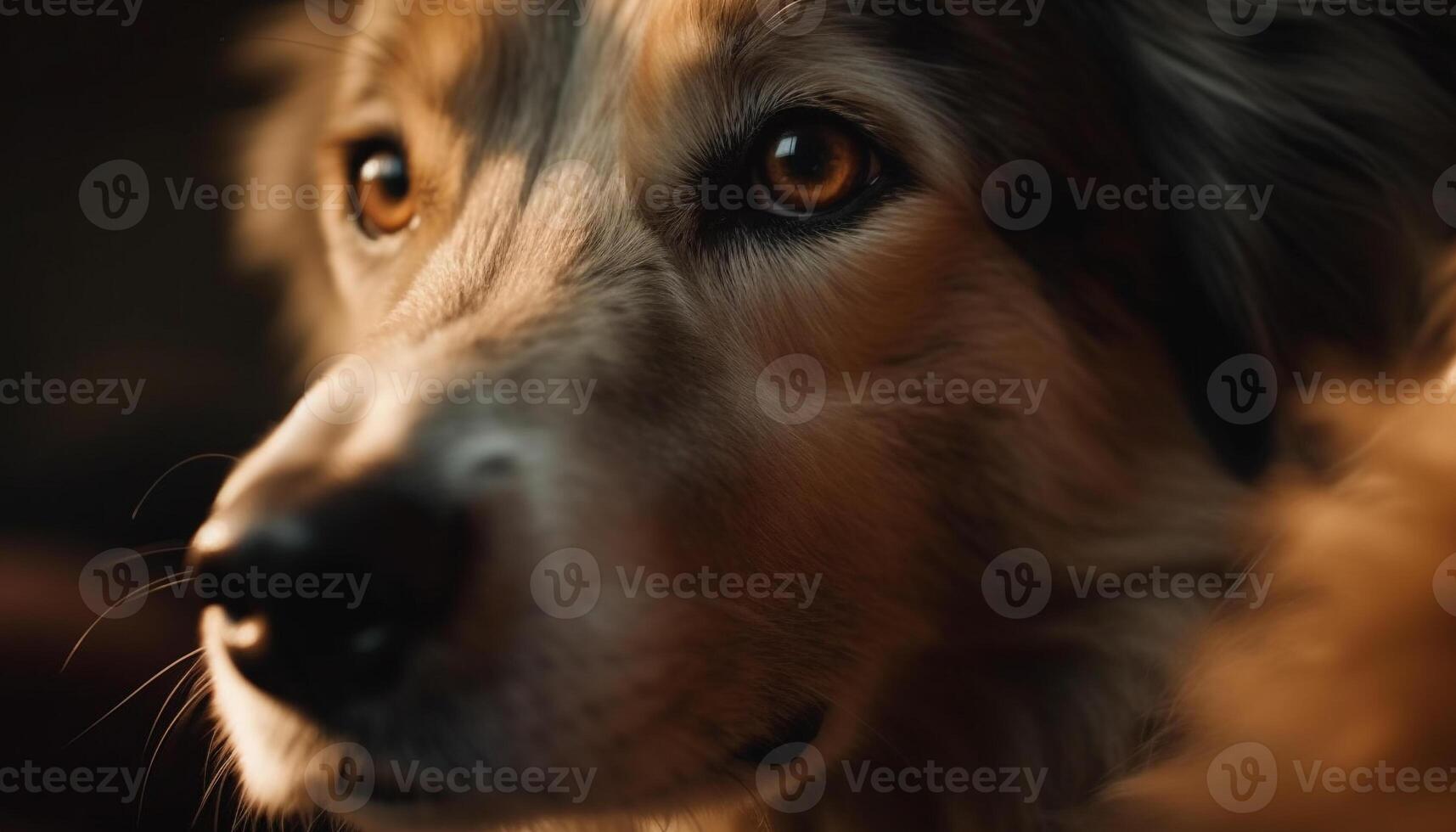 Cute puppy loyalty shines through in fluffy headshot portrait generated by AI photo