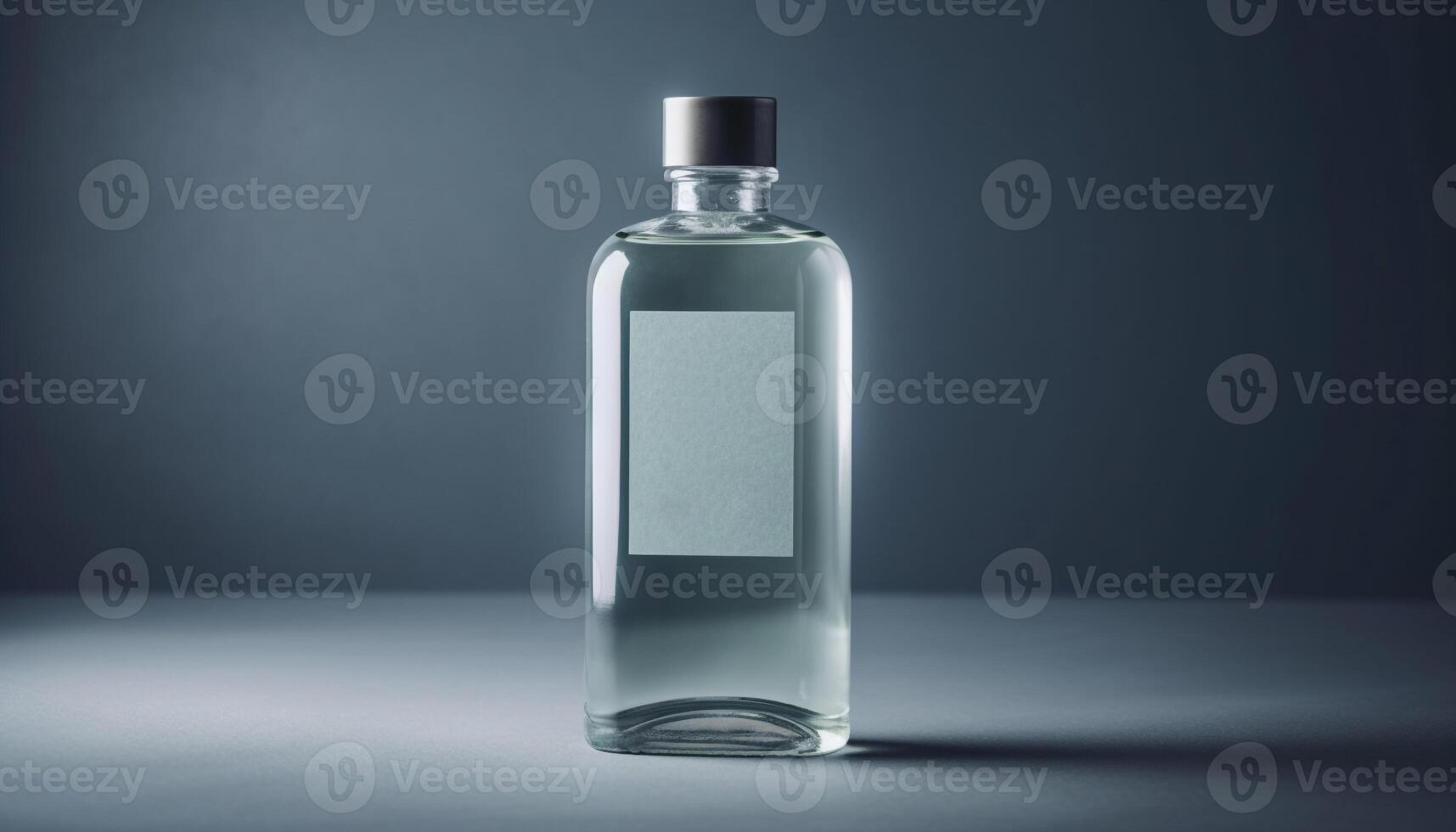 Clear glass bottle holds medicine for healthy body and mind generated by AI photo