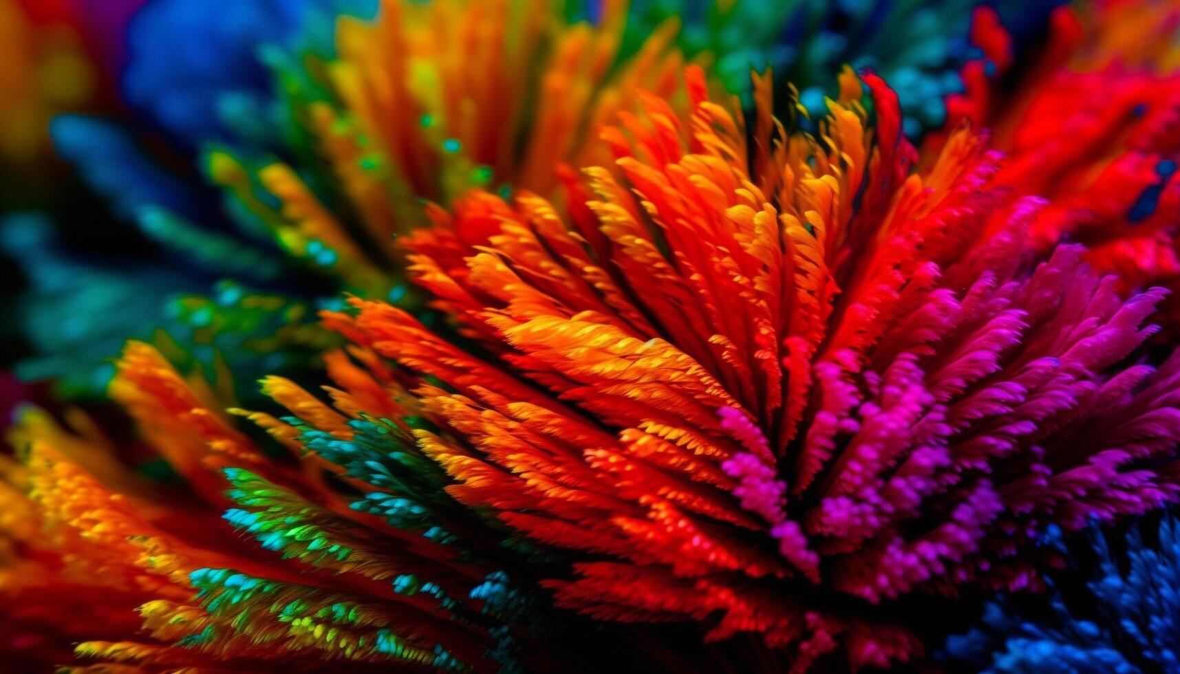 The vibrant colors of the underwater reef illuminate sea life generated by AI photo