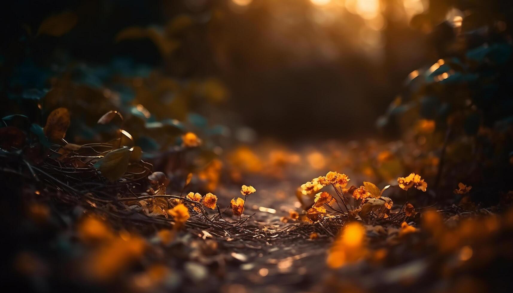 otoño hojas en bosque arboles crear vibrante naturaleza patrones generado por ai foto