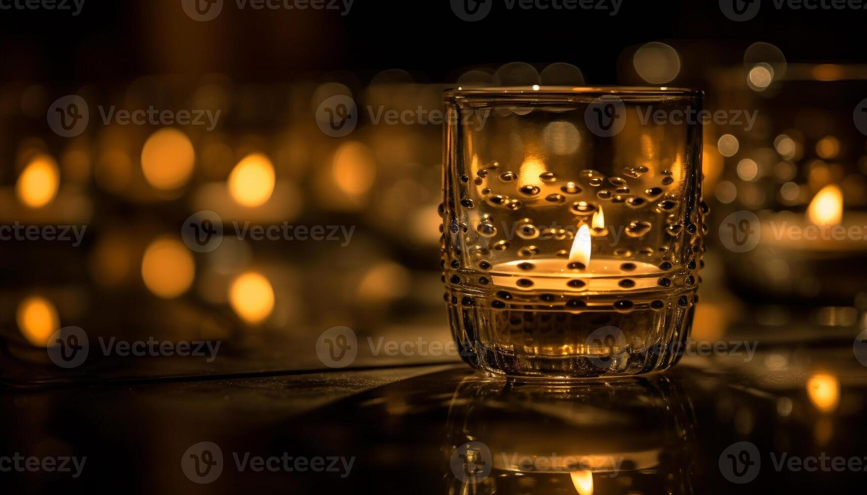 The glowing candle illuminates the tranquil scene with elegance and spirituality generated by AI photo