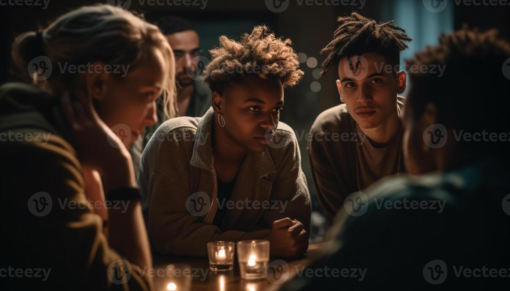 A multi ethnic group of young adults smiling in togetherness generated by AI photo