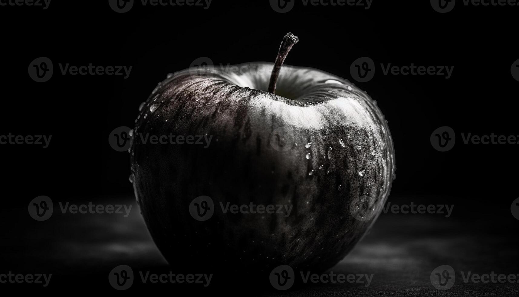 Juicy apple reflects in dew, a healthy snack for dieting generated by AI photo