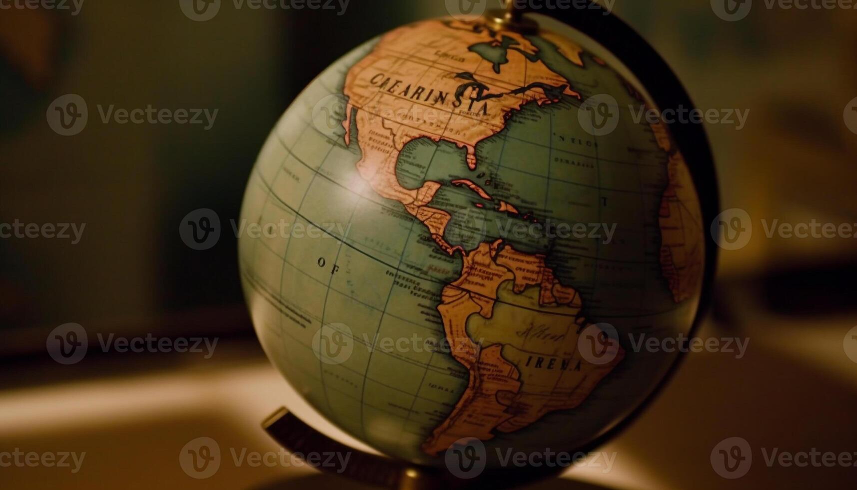 Explore the world topography with an antique globe map generated by AI photo