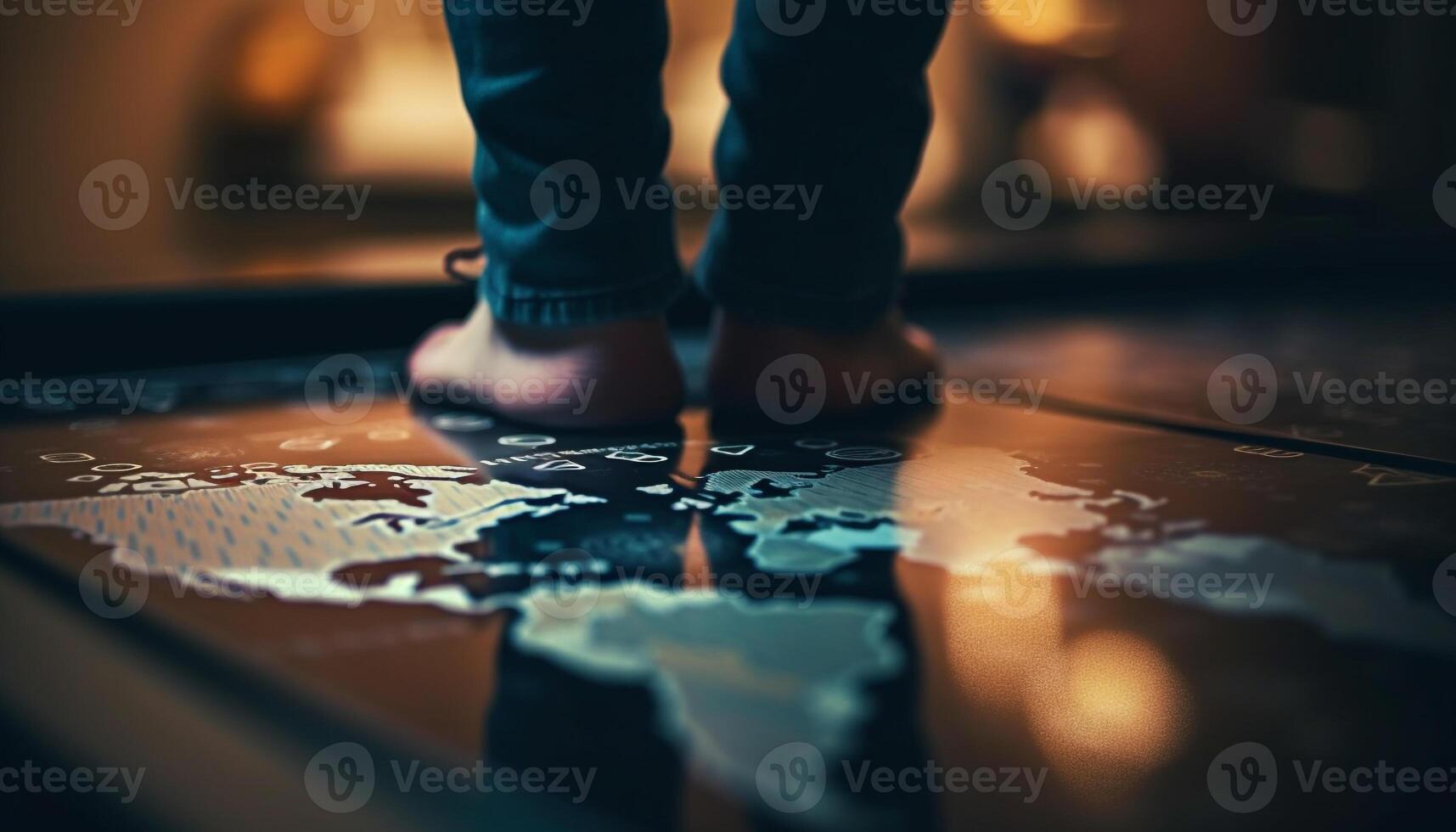 A family playing on wooden flooring, enjoying leisure games together generated by AI photo