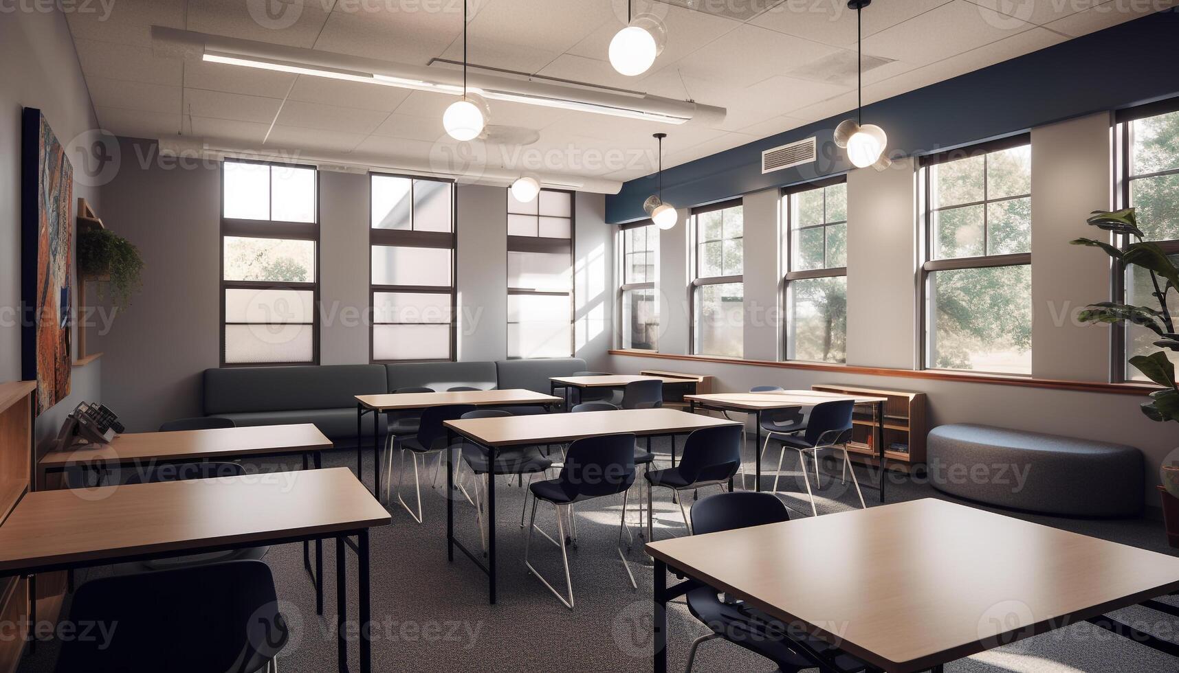 Modern office with elegant decor and comfortable seating for learning generated by AI photo
