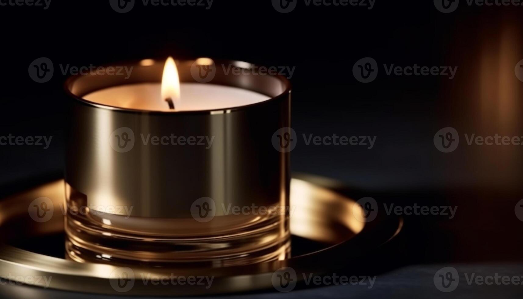 The glowing candle ignites a tranquil scene of aromatherapy relaxation generated by AI photo