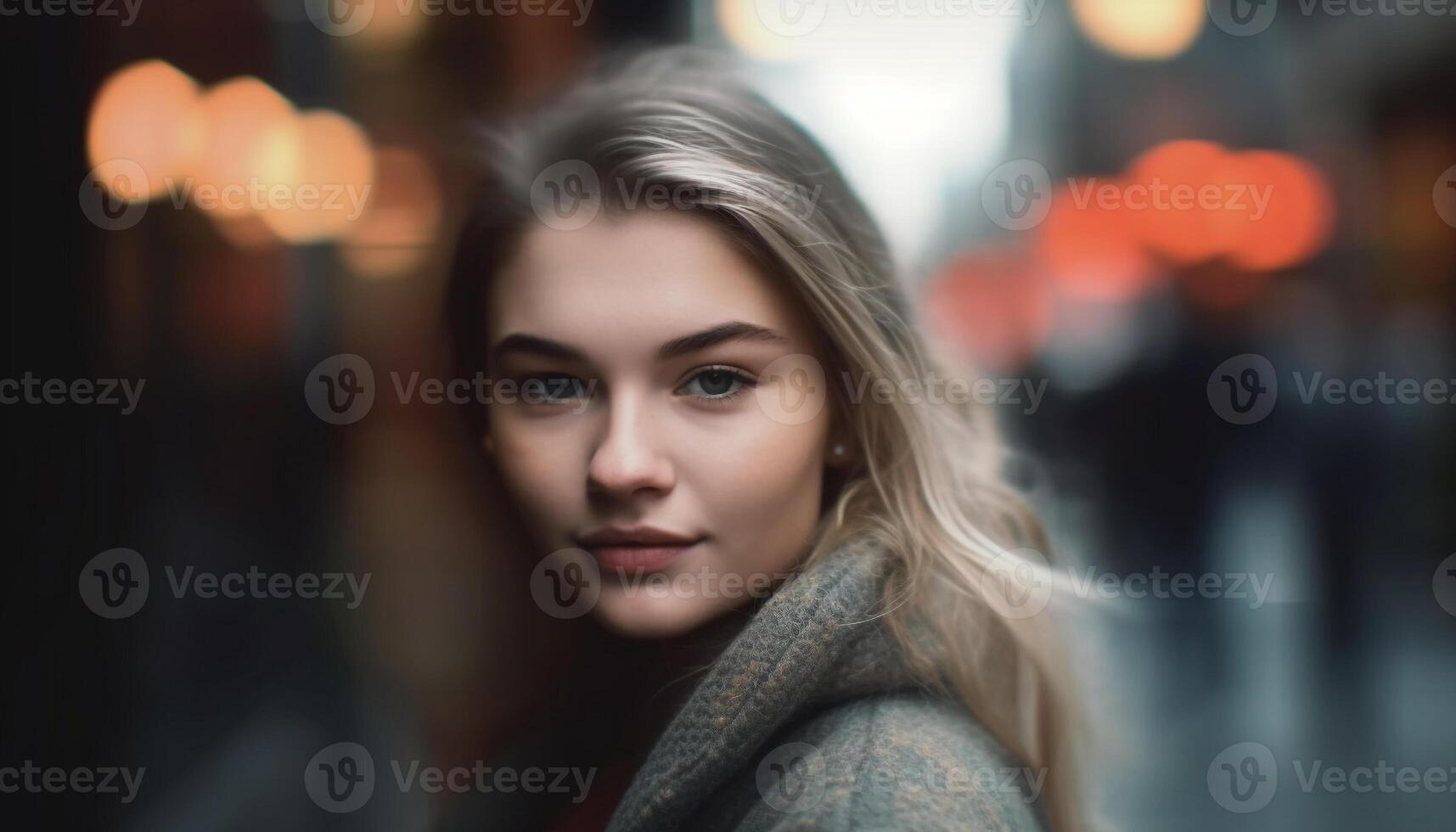 un hermosa joven mujer sonriente, mirando a el cámara con confianza generado por ai foto