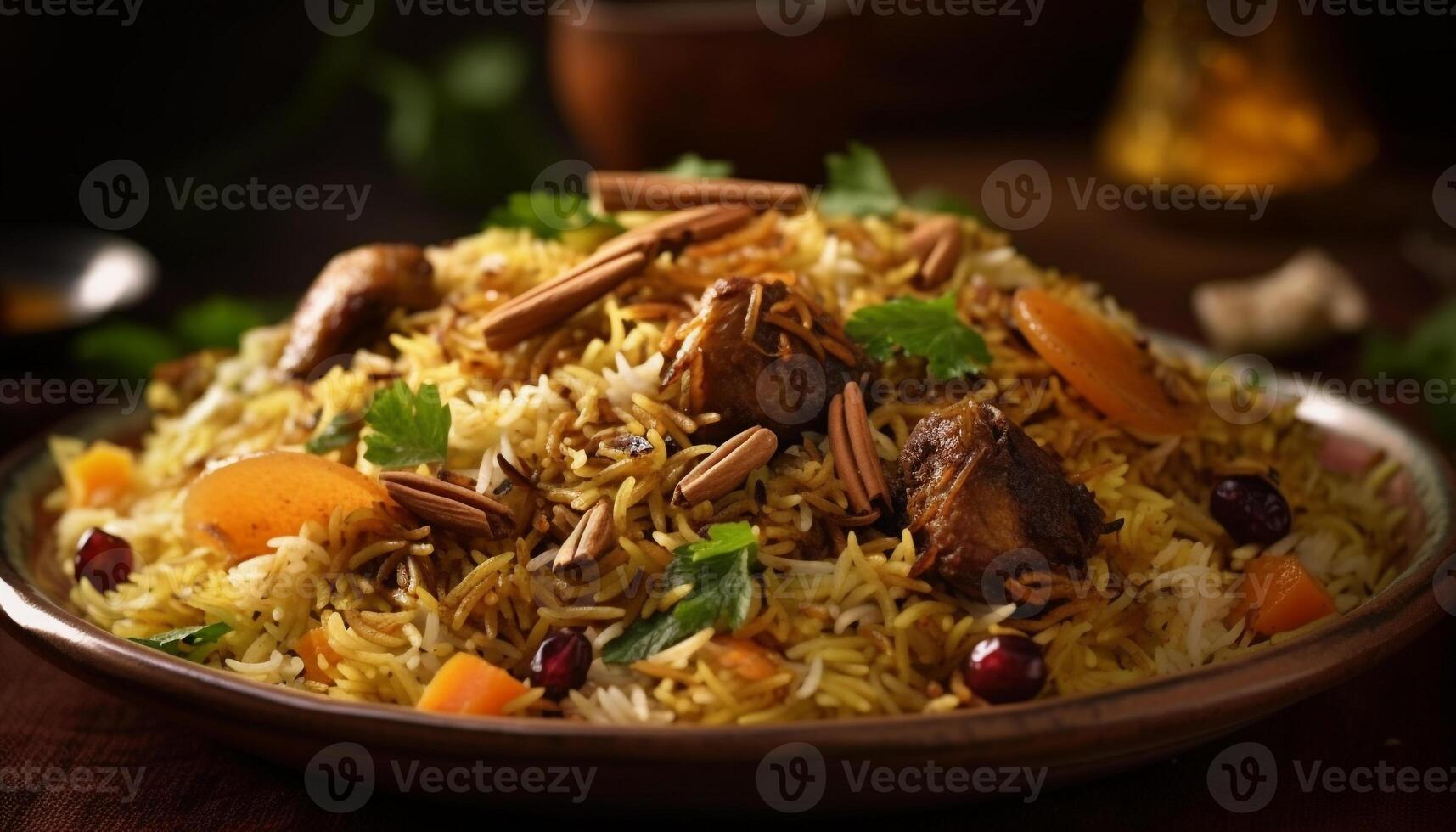 un hecho en casa comida de frito arroz, risotto, y ensalada generado por ai foto
