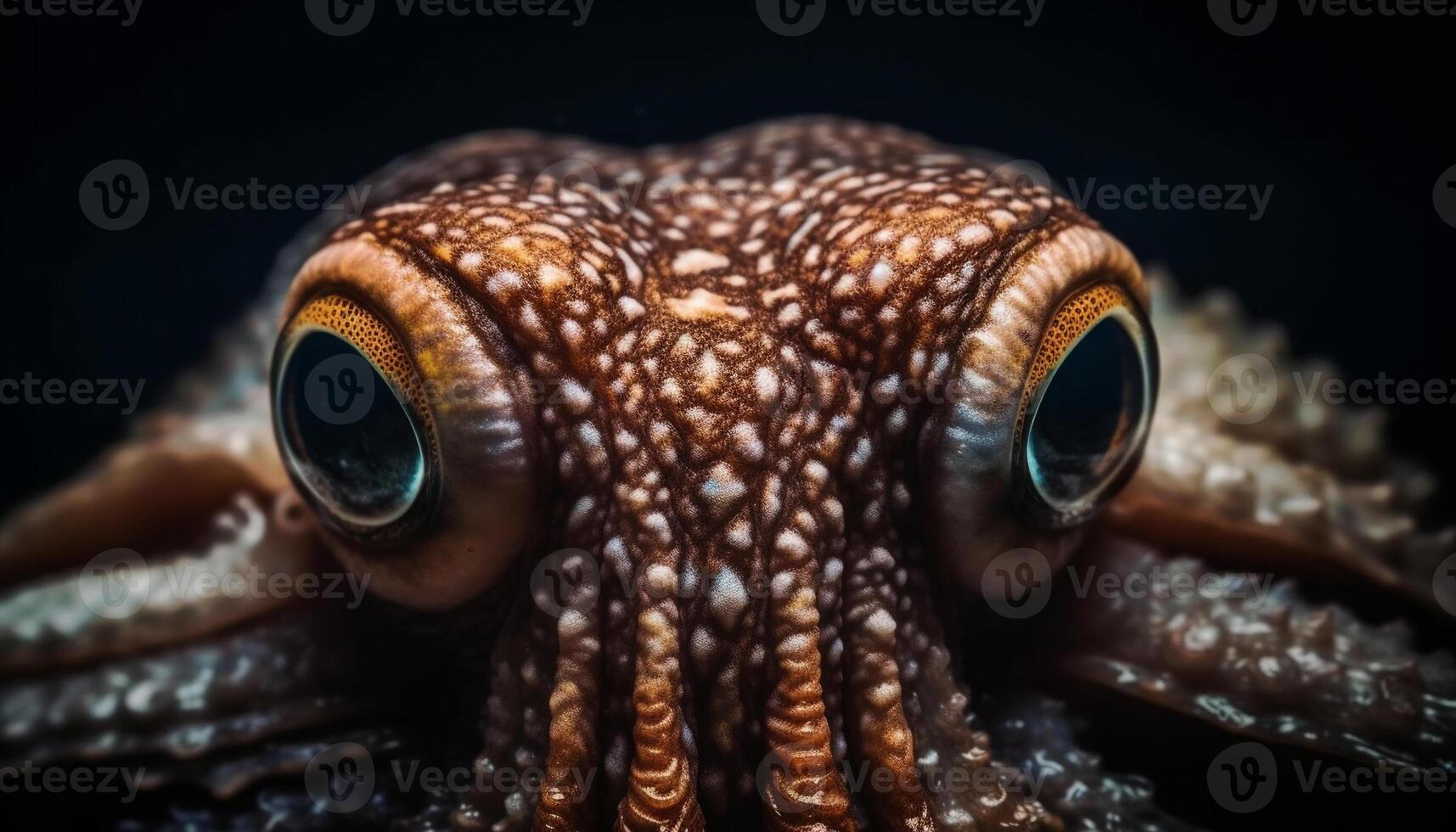 multi de colores pulpo en submarino arrecife, mirando a cámara con tentáculos generado por ai foto