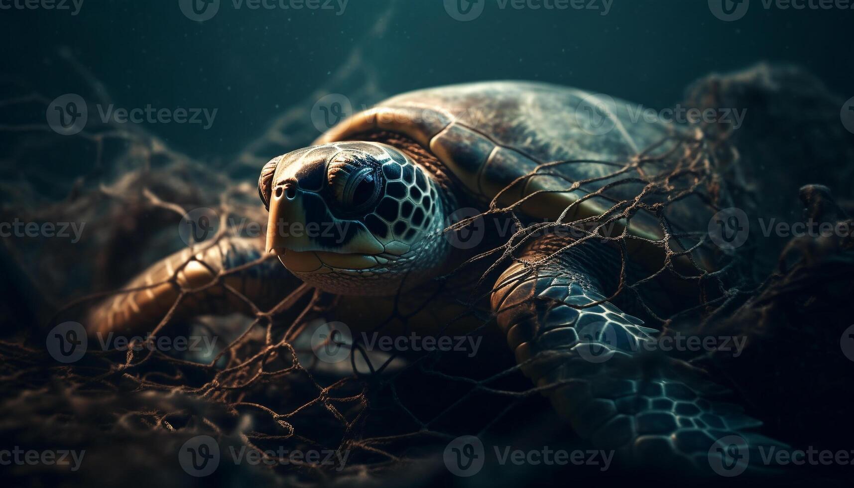 lento Moviente mar Tortuga gatea mediante tropical arrecife, rodeado por belleza generado por ai foto