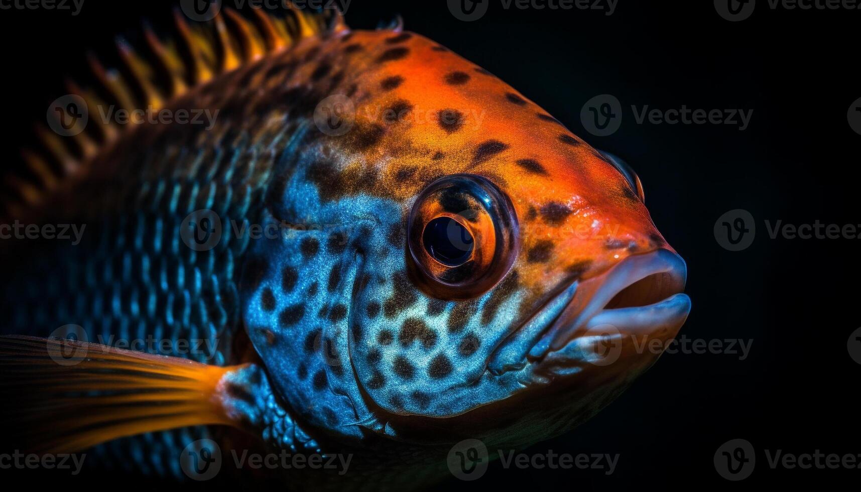 Colorful fish swim in tropical reef, showcasing beauty in nature generated by AI photo