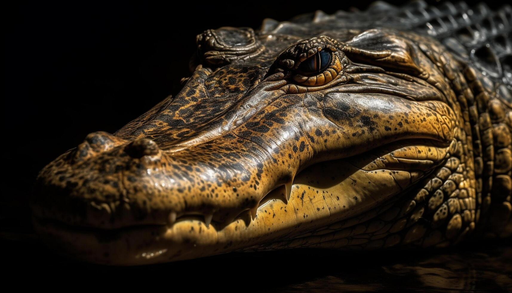Animal teeth close up crocodile, alligator, lizard, danger, aggression, fear generated by AI photo