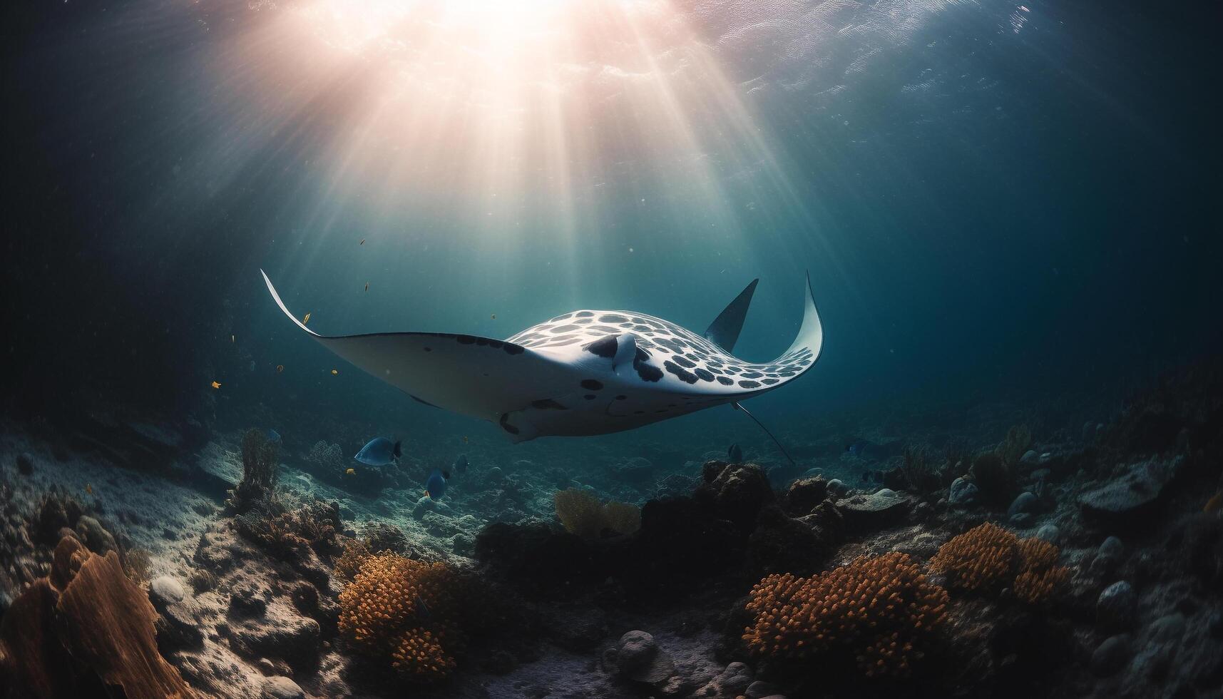 explorador el majestuoso submarino paisaje de el rojo mar generado por ai foto