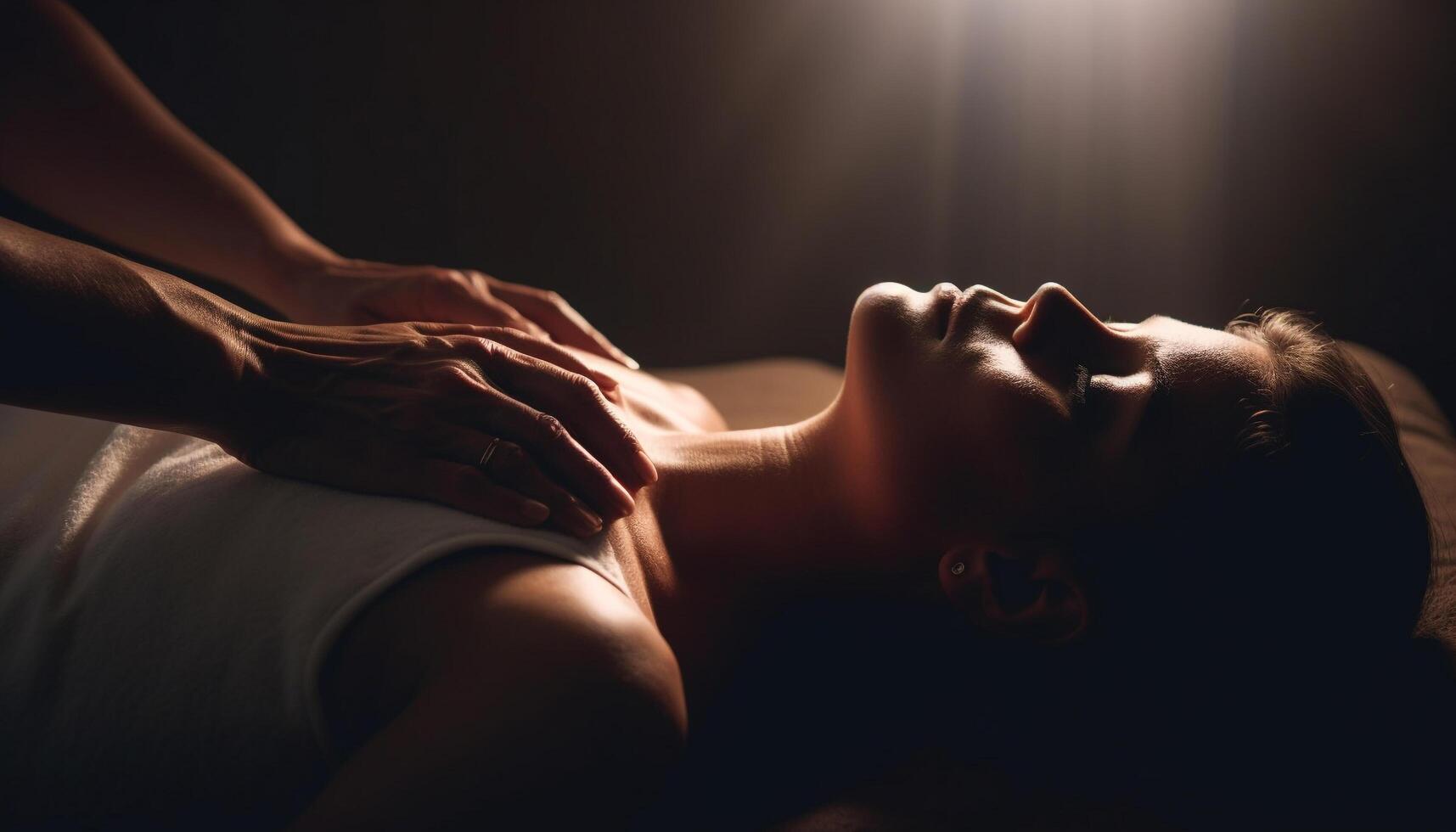 sereno joven mujer disfrutar mimos masaje a lujo salud spa generado por ai foto