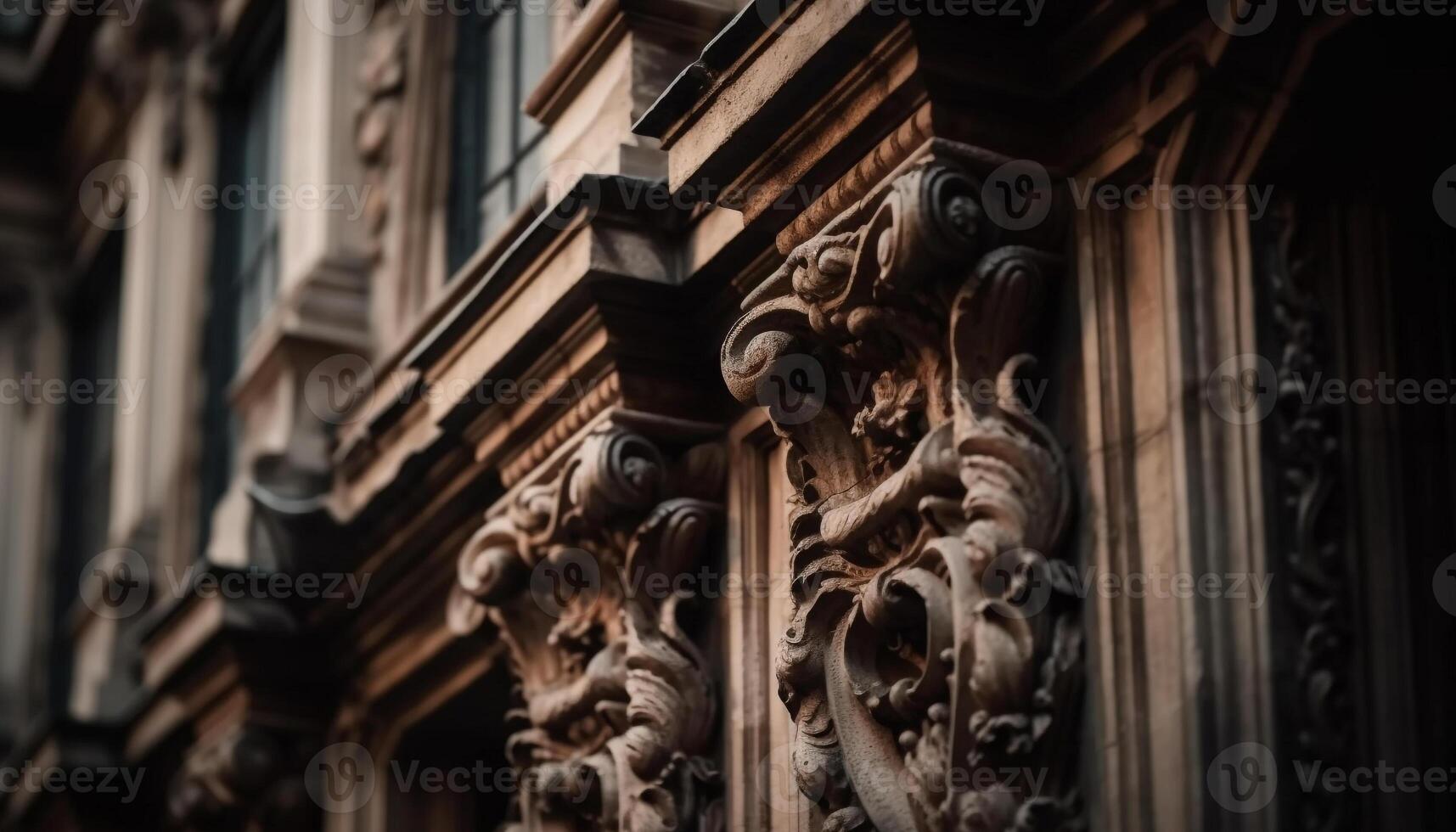 Ornate baroque facade showcases ancient French culture and spirituality generated by AI photo